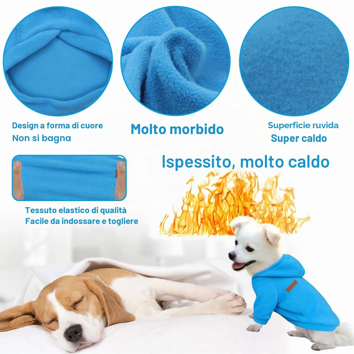 HuaLiSiJi Felpa con Cappuccio per Cani di Piccola Taglia, Blu, L - immagine 3