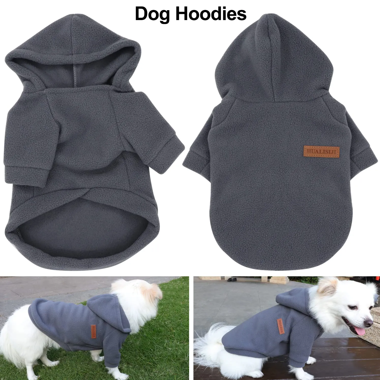 HuaLiSiJi Felpa con Cappuccio per Cani di Piccola Taglia, Grigio, S - immagine 2