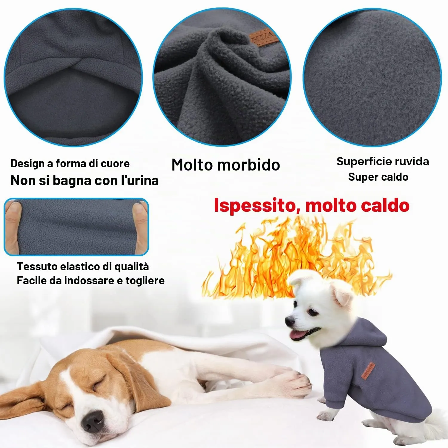 HuaLiSiJi Felpa con Cappuccio per Cani Piccola Taglia, Grigio, M - immagine 3