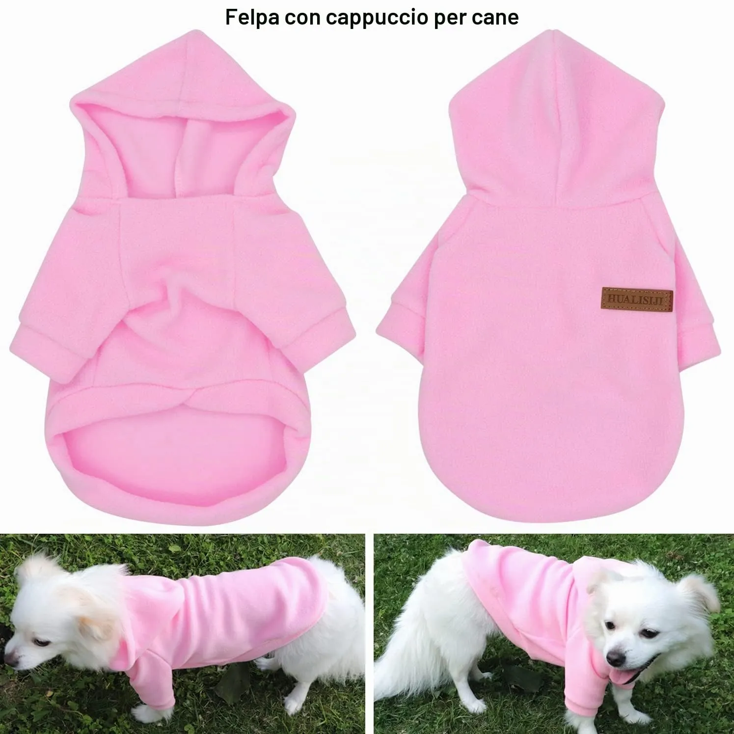 HuaLiSiJi Felpa con cappuccio per cani, Rosa, 3XL - immagine 2