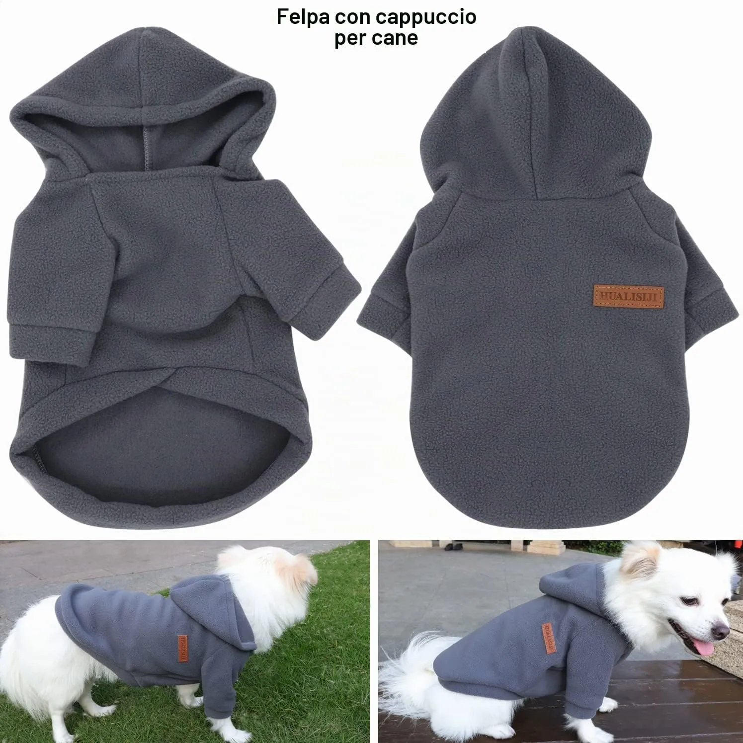 HuaLiSiJi Felpa con Cappuccio per Cani, Grigio, XXXL - immagine 2