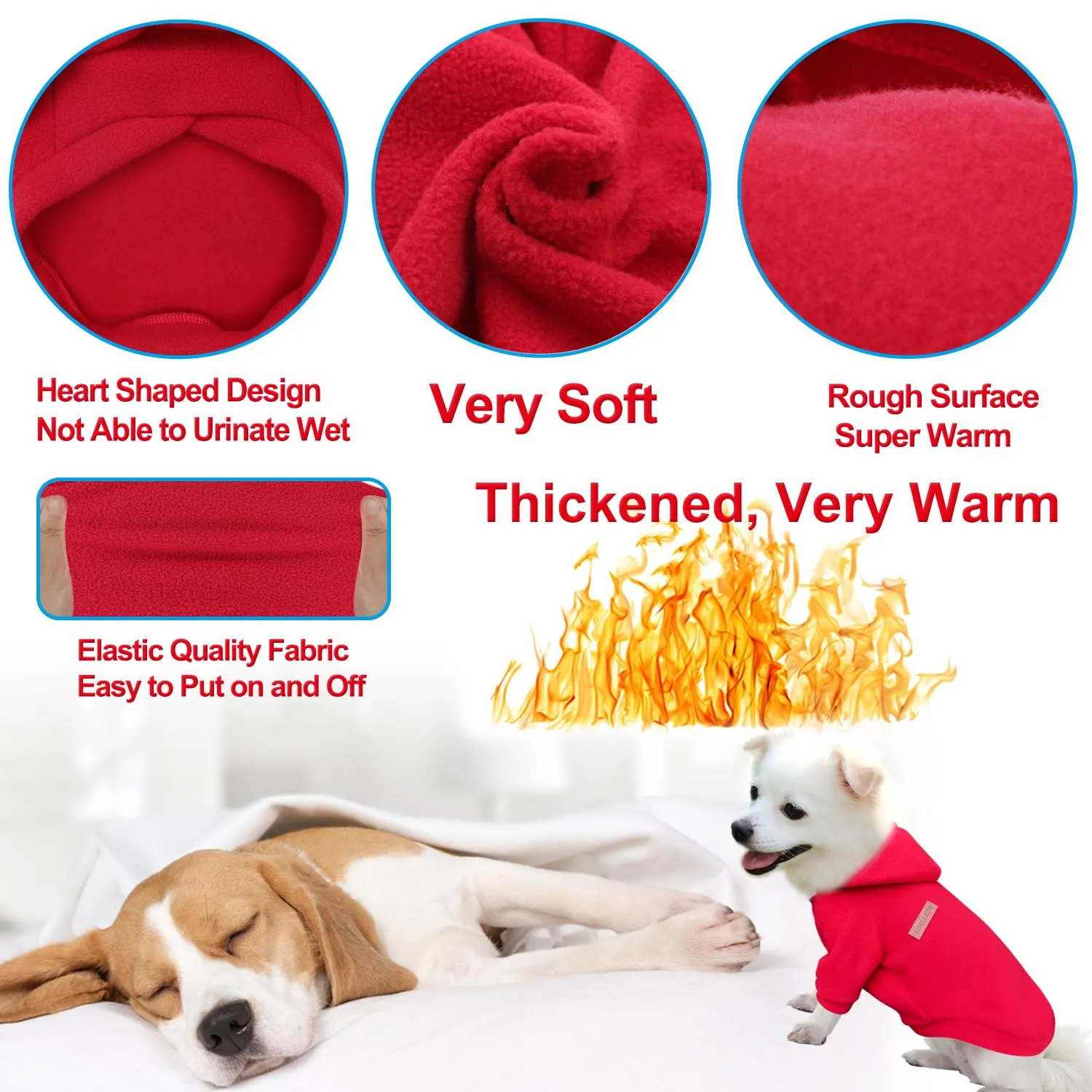 HuaLiSiJi Felpe con Cappuccio per Cani, XL, Rosa+Rosso - immagine 3