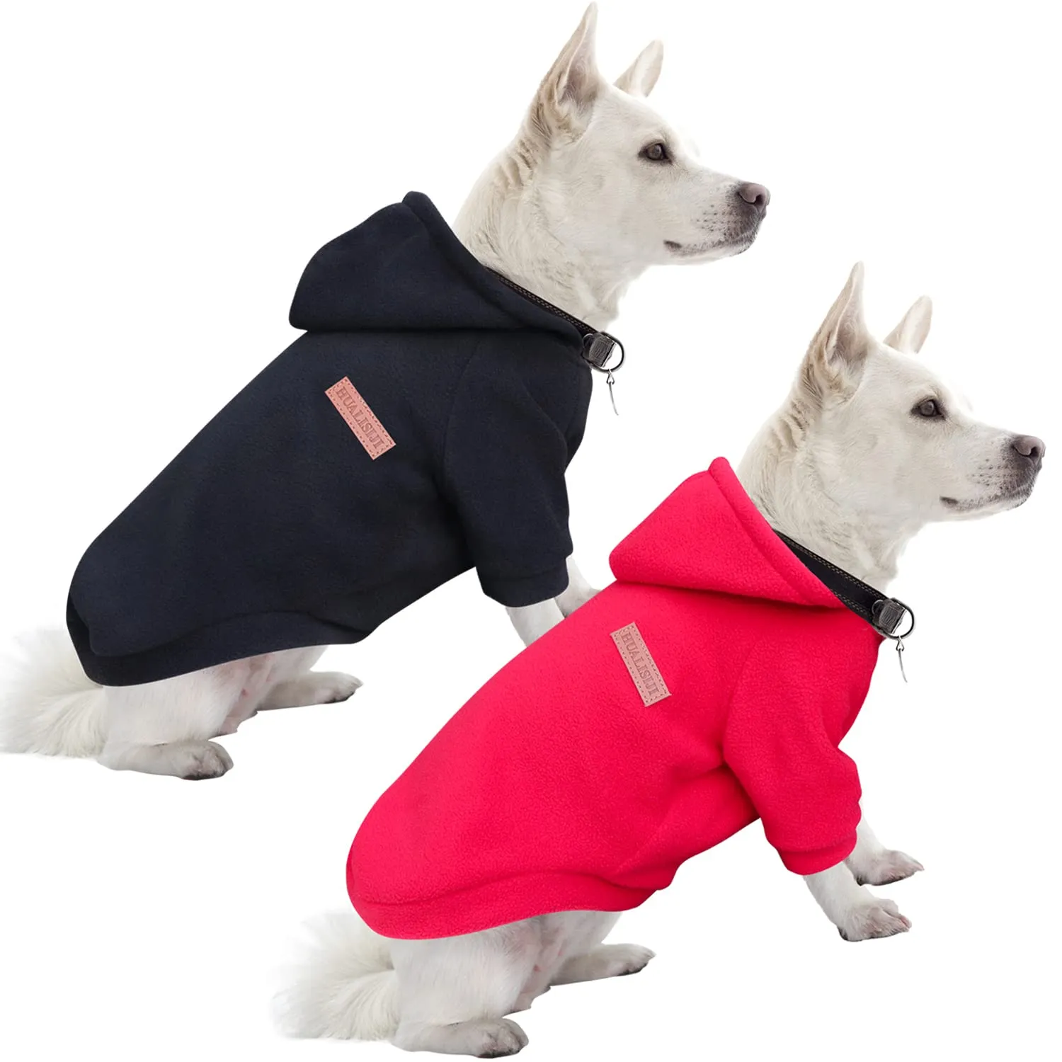 HuaLiSiJi Felpa con Cappuccio per Cani Piccoli, Nero+Rosso, Taglia M - immagine 1