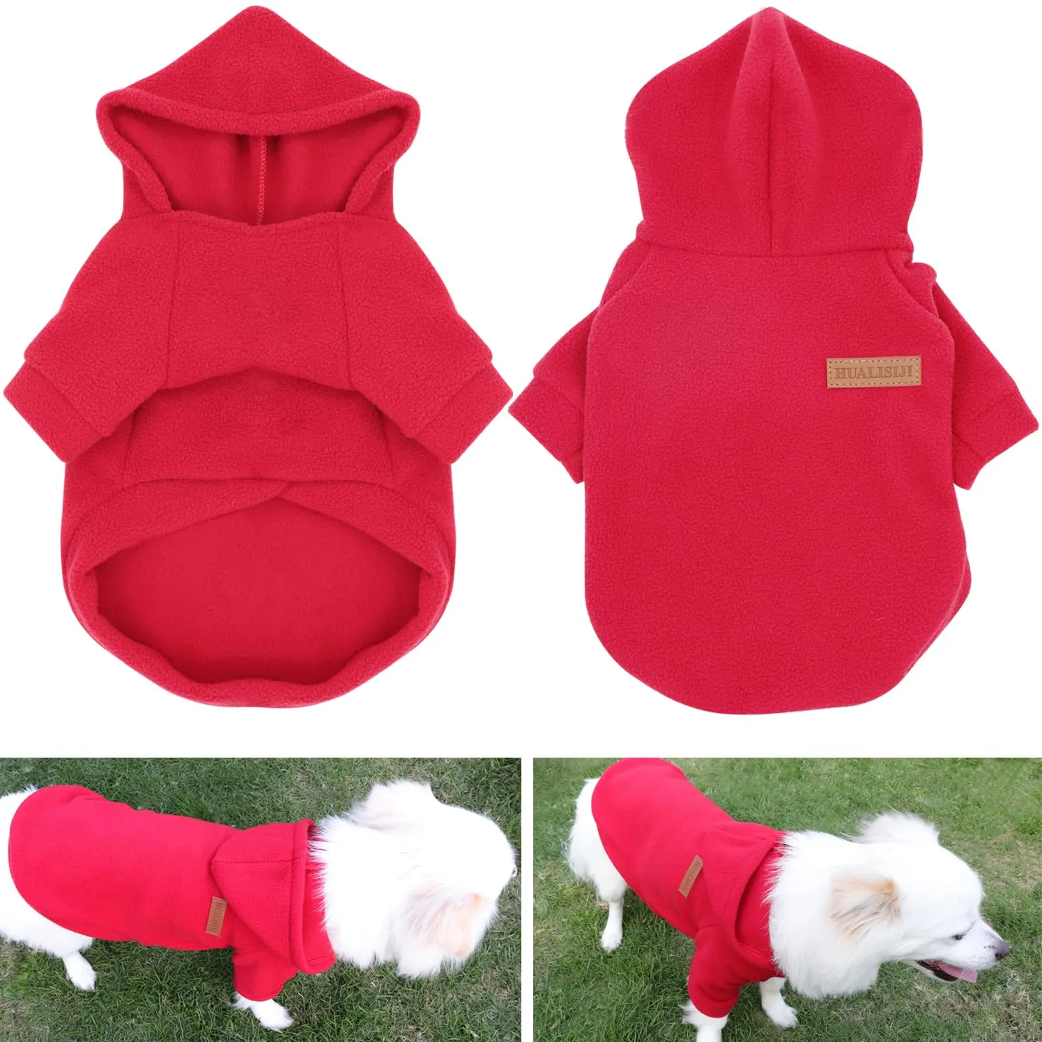 HuaLiSiJi Felpa con Cappuccio per Cani Piccoli, Nero+Rosso, Taglia M - immagine 3