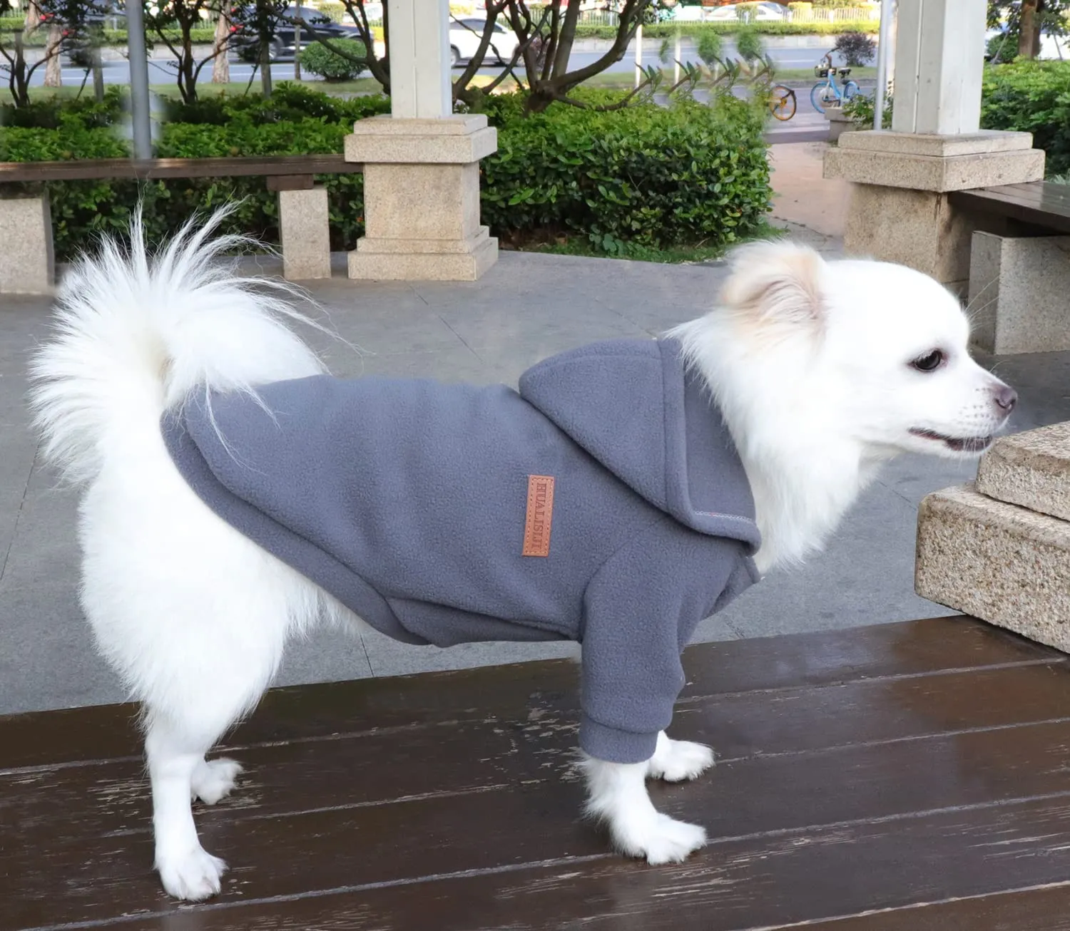 HuaLiSiJi Felpa in Pile per Cani (M, Nero+Grigio) - immagine 4