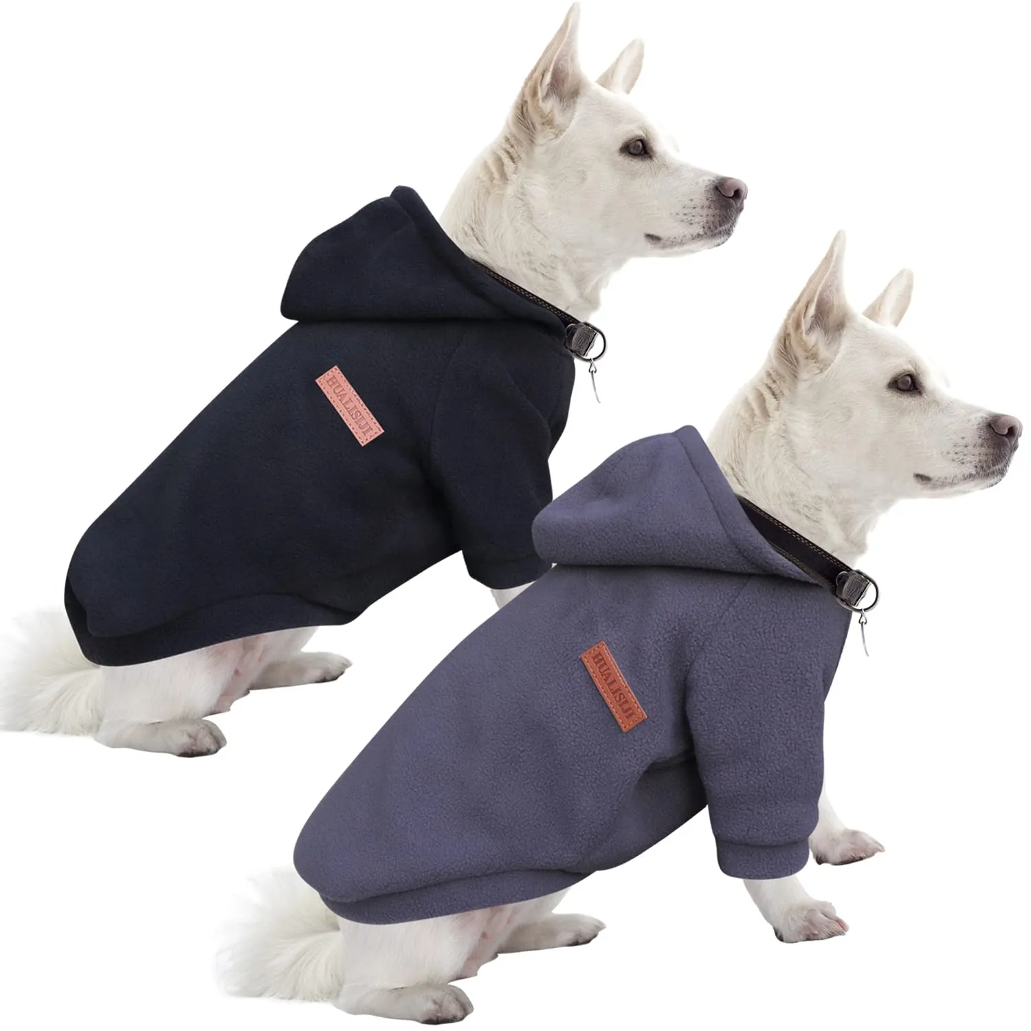 HuaLiSiJi Felpa in Pile per Cani, XL, Nero+Grigio - immagine 1