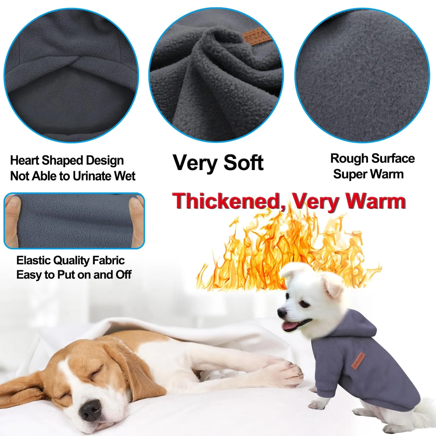 HuaLiSiJi Felpa per Cani (S, Nero+Grigio) - immagine 3