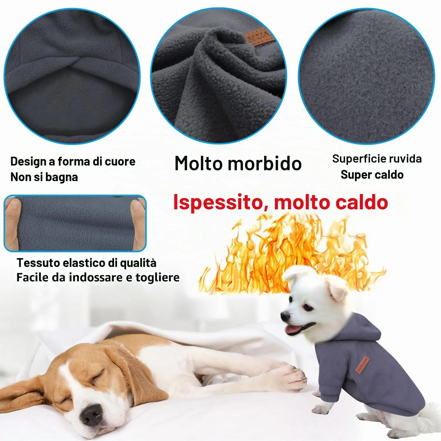 HuaLiSiJi Felpe in Pile per Cani (XXL, Nero+Grigio) - immagine 3