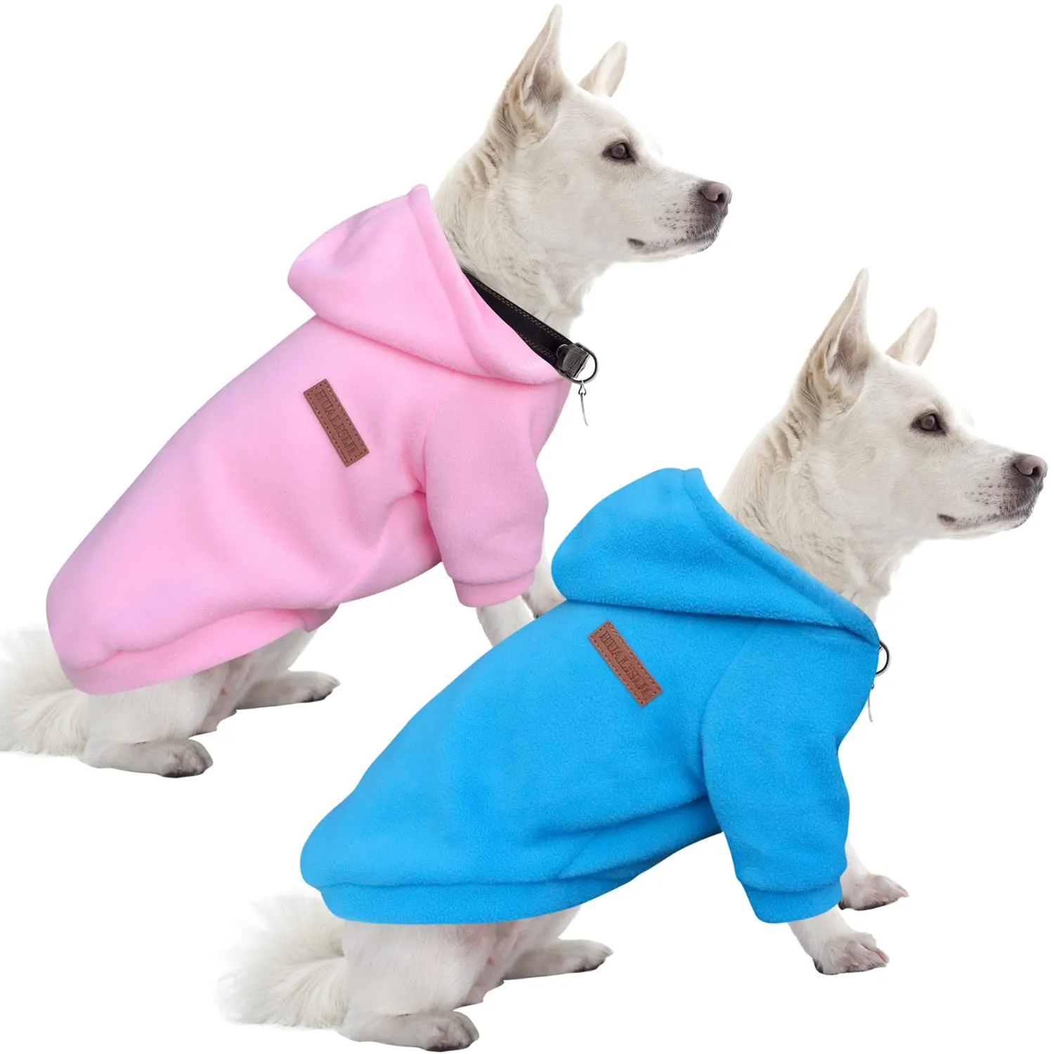 HuaLiSiJi Felpa in Pile per Cani (M, Rosa+Blu) - immagine 1