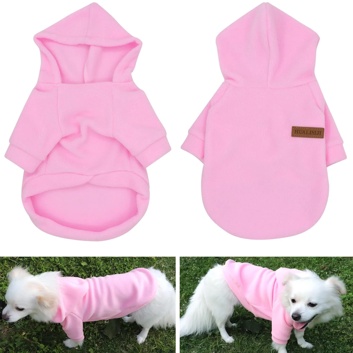 HuaLiSiJi Felpe in Pile per Cani, Rosa+Blu, Taglia L - immagine 3