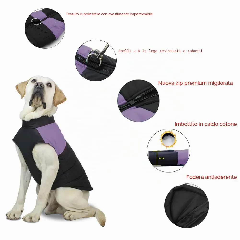 FEimaX Cappotto Cani Impermeabile Invernale Antivento in Cotone per Cane e Gatto - immagine 3