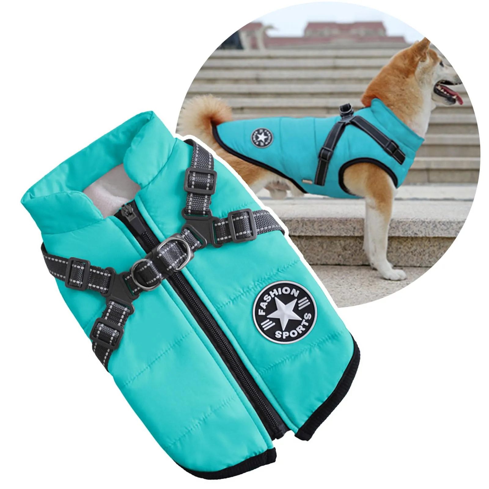 Oncpcare Cappotto Invernale 2 in 1 per Cani di Taglia Grande, 4XL, Acqua - immagine 1