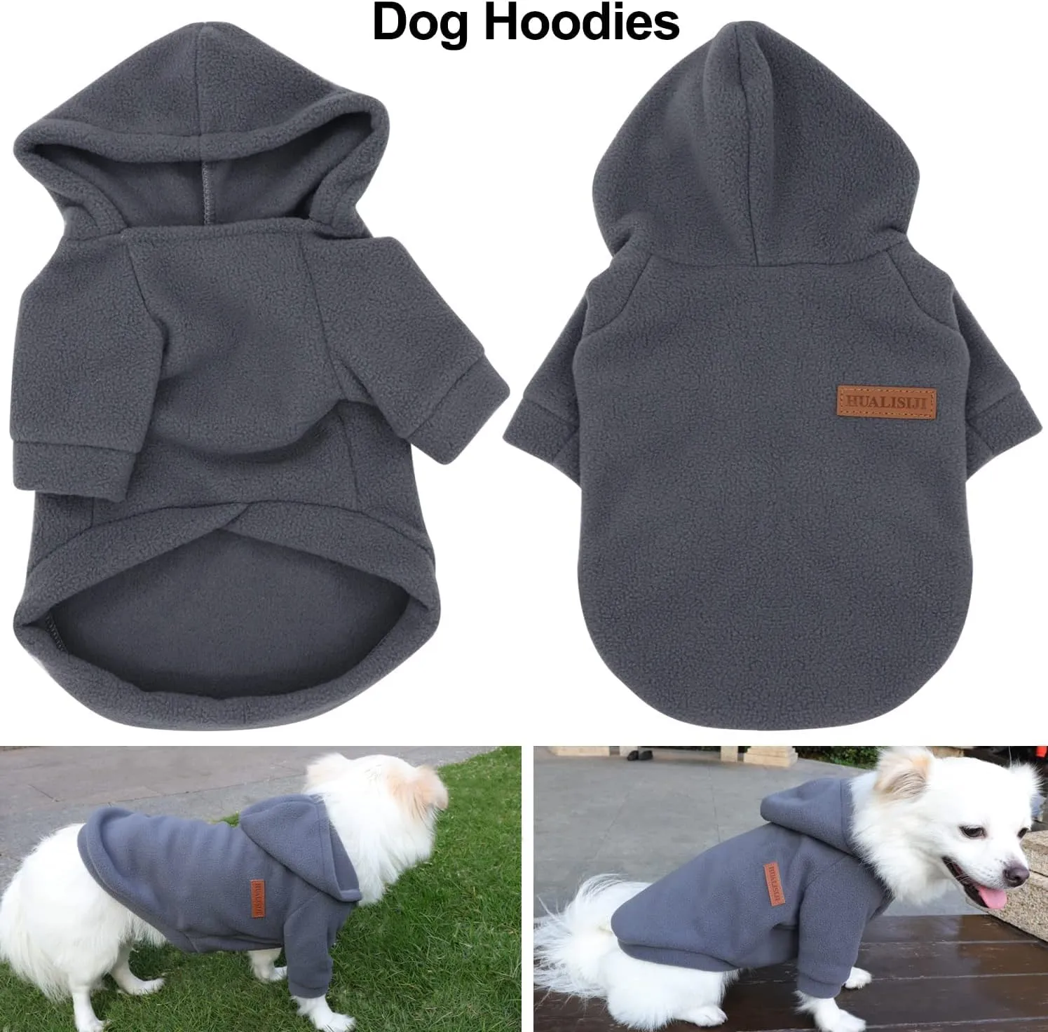 HuaLiSiJi Felpa con Cappuccio per Cani Piccola Taglia, Grigio, XS - immagine 2