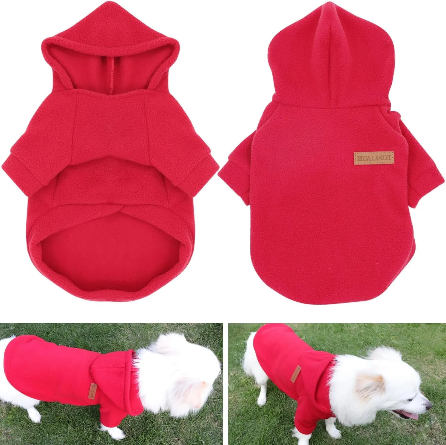 HuaLiSiJi Felpa con Cappuccio per Cani di Piccola Taglia (Rosso, XS) - immagine 3