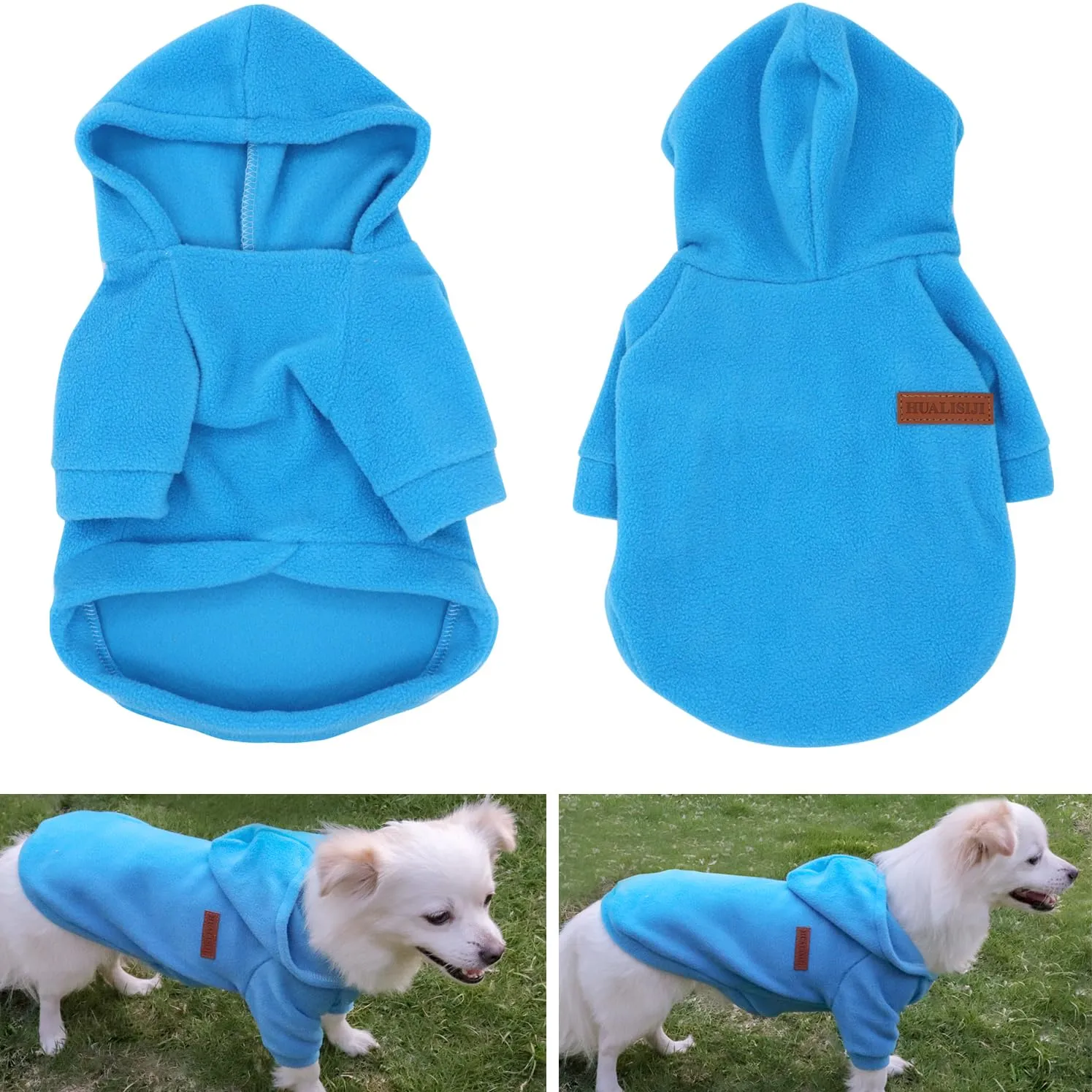 HuaLiSiJi Felpe con Cappuccio per Cani, XS, 2 Pezzi (Blu+Grigio) - immagine 2