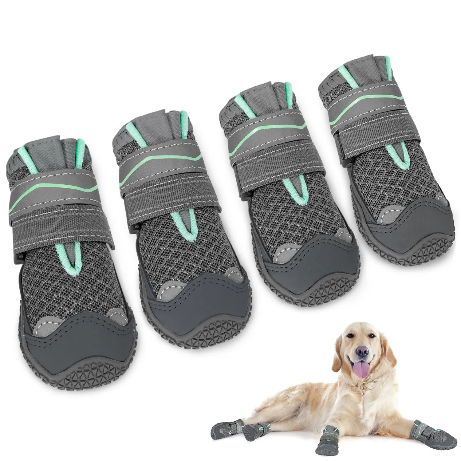 SlowTon Scarpe Impermeabili per Cani con Suola Antiscivolo e Chiusura Regolabile Riflettente, Stivali Invernali per Cani di Piccola, Media e Grande Taglia - immagine 1