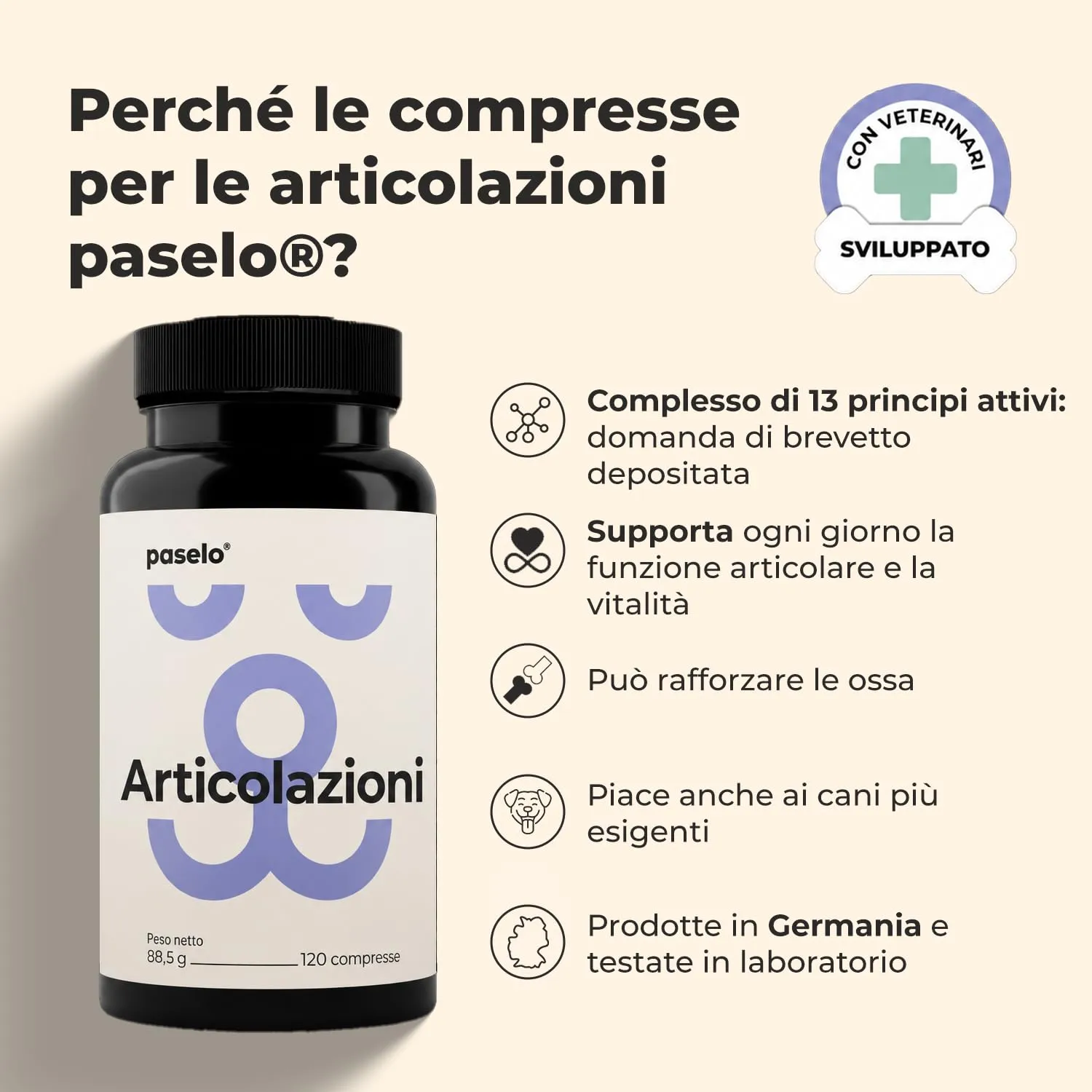 paselo Integratore Cane Articolazioni, 120 Compresse, 13 Principi Attivi - immagine 2