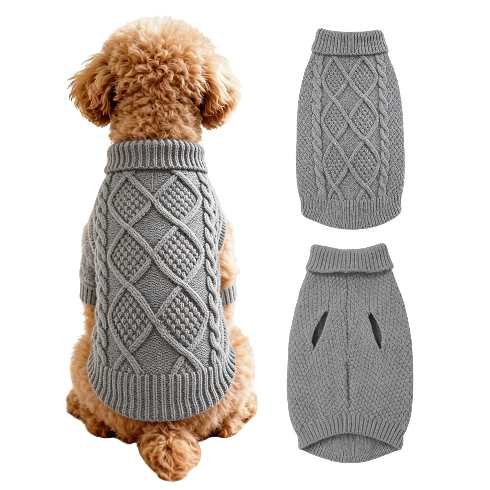 Beyinkoy Maglione a Maglia per Cani, Grigio, Taglia L - immagine 1