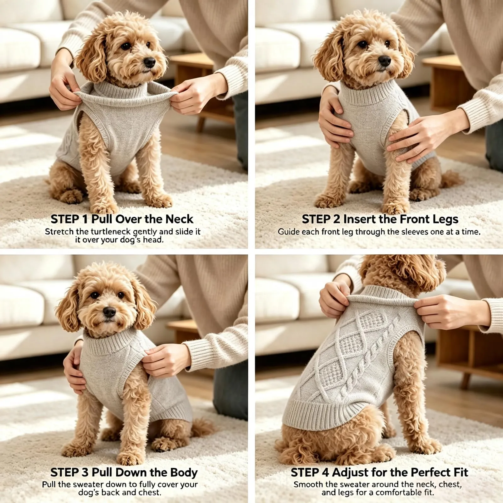 Beyinkoy Maglione a Maglia per Cani, Grigio, Taglia L - immagine 6