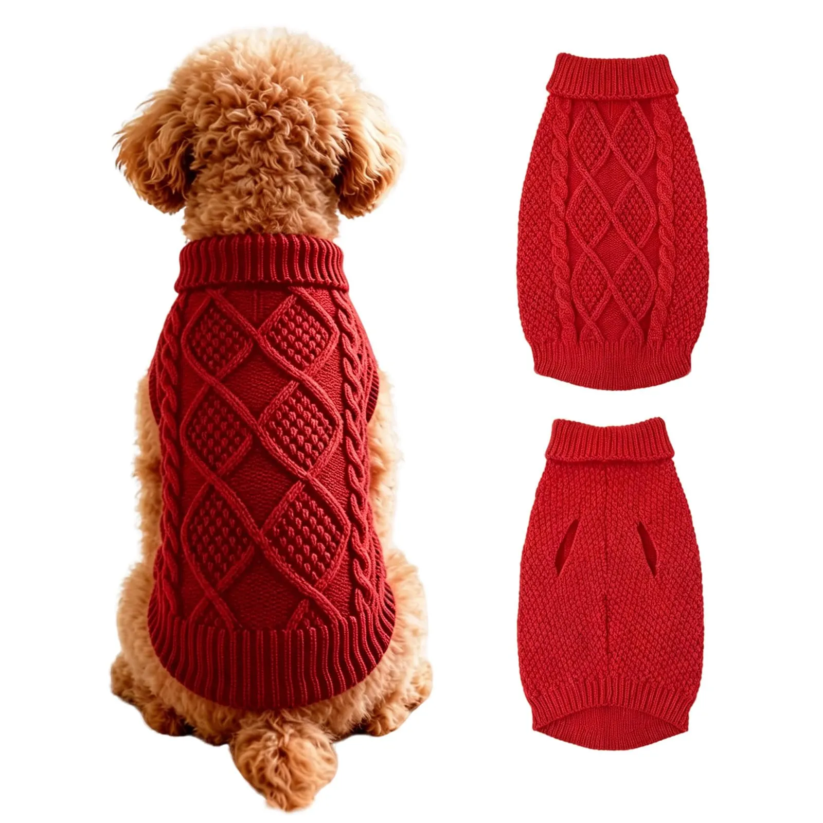 Beyinkoy Maglione a maglia per cani, Rosso, Taglia S - immagine 1