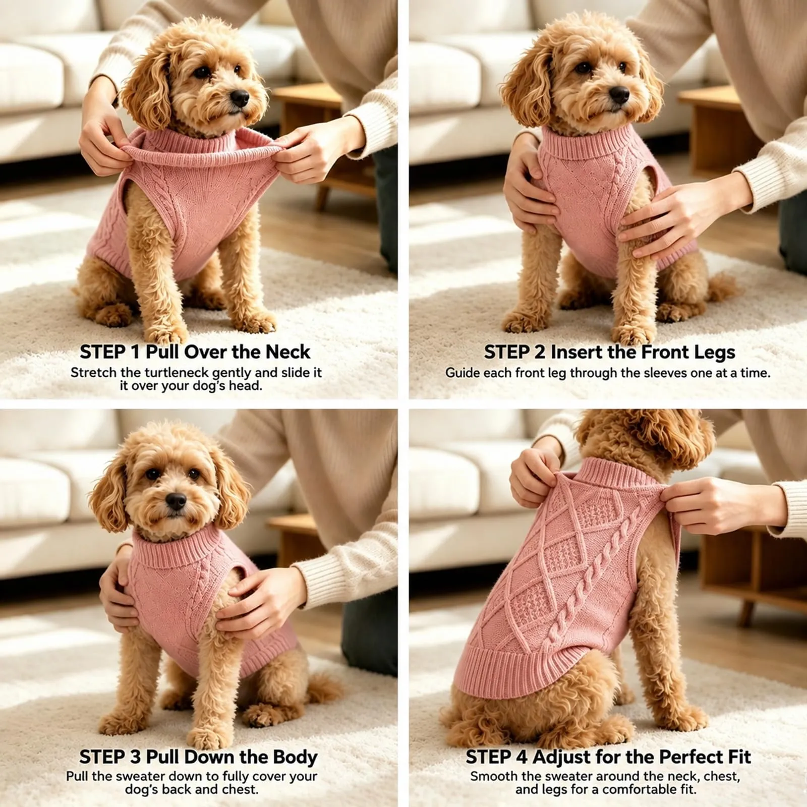 Beyinkoy Maglione lavorato a maglia per cani, rosa, S - immagine 6