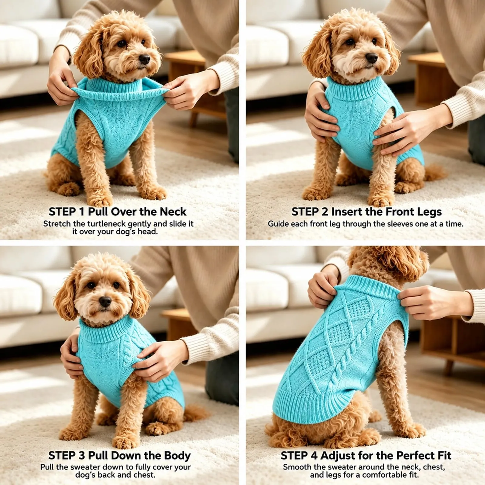 Beyinkoy Maglione Lavorato a Maglia per Cani, Blu, Taglia S - immagine 6