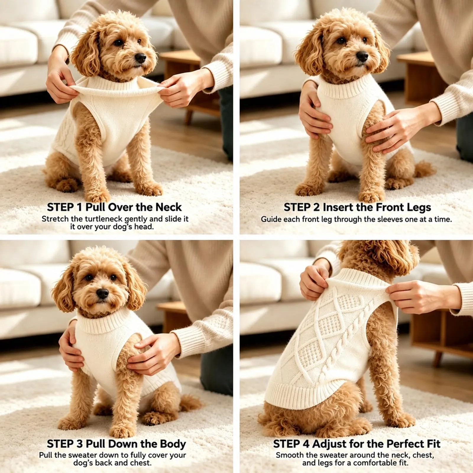 Beyinkoy Maglione a Maglia per Cani, Bianco, XL - immagine 6