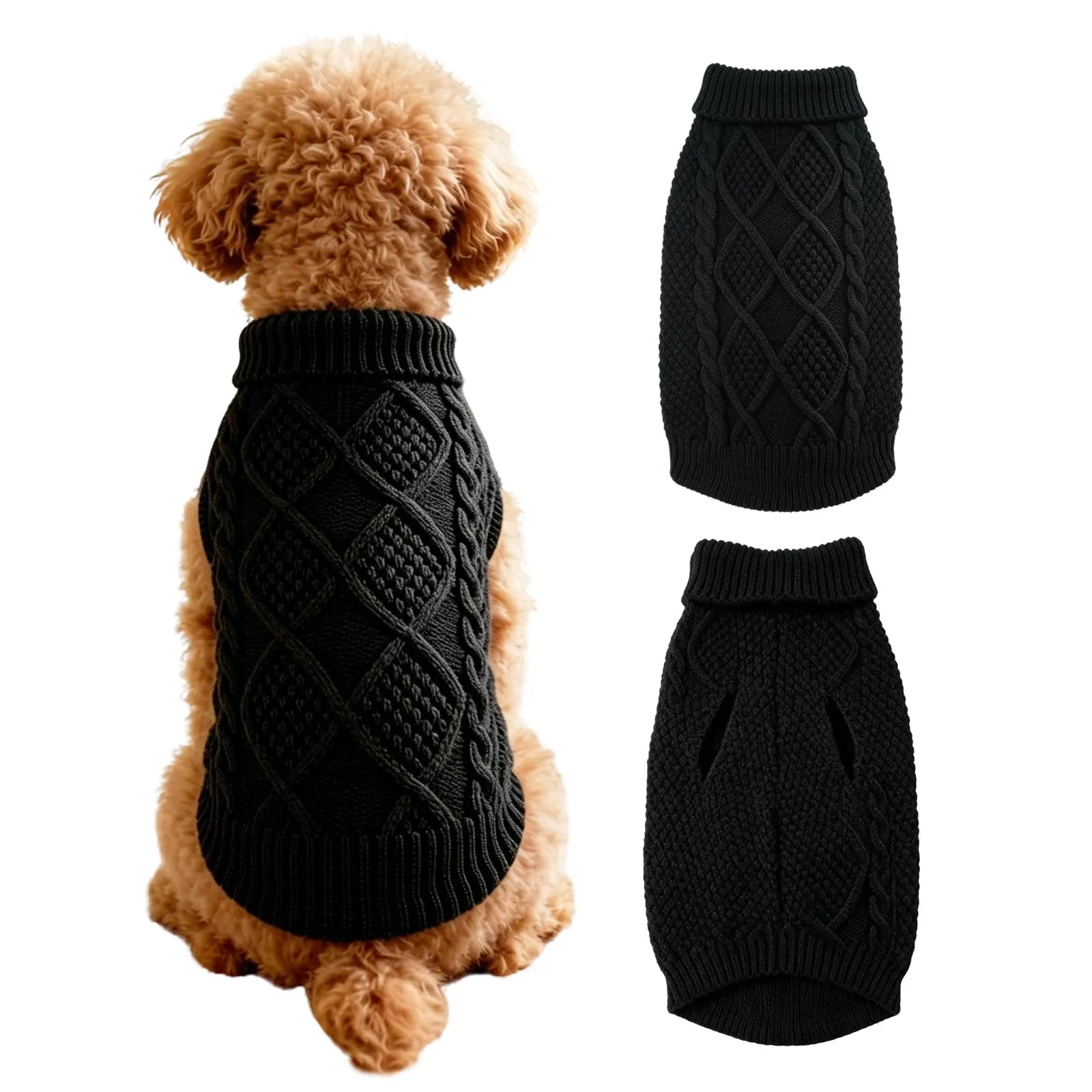 Beyinkoy Maglione a maglia per cani, XL, Nero - immagine 1