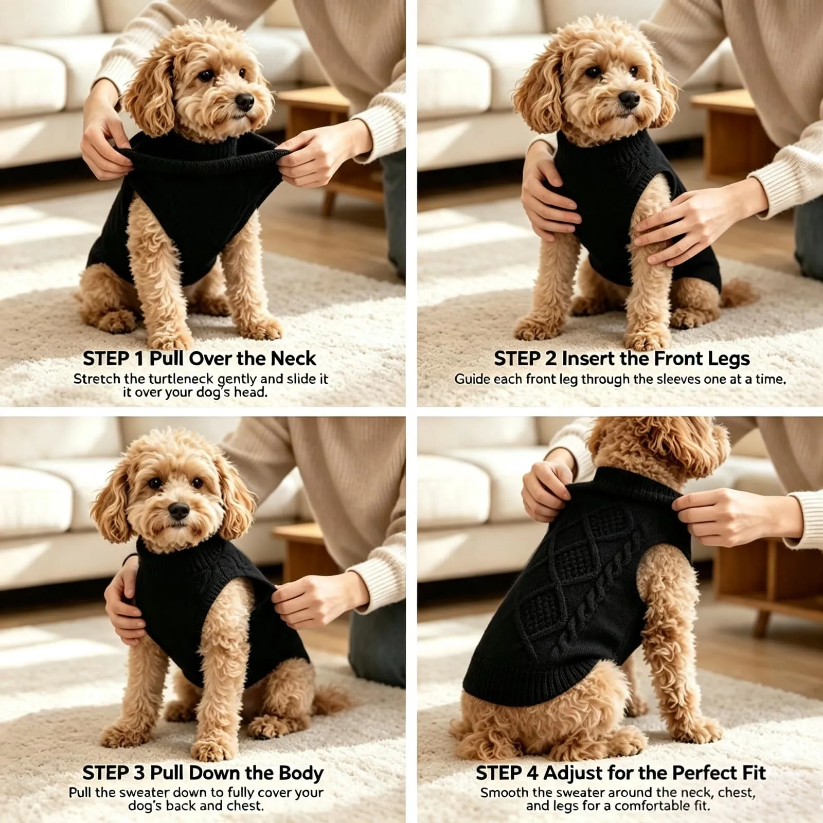 Beyinkoy Maglione a maglia per cani, XL, Nero - immagine 6