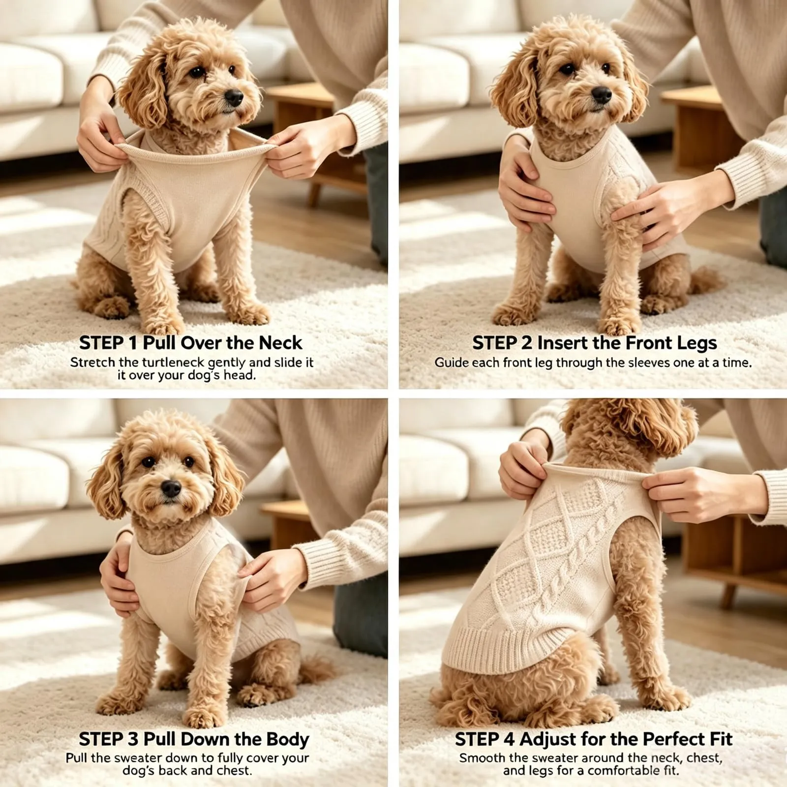 Beyinkoy Maglione a Maglia per Cani, Taglia L, Cachi - immagine 6