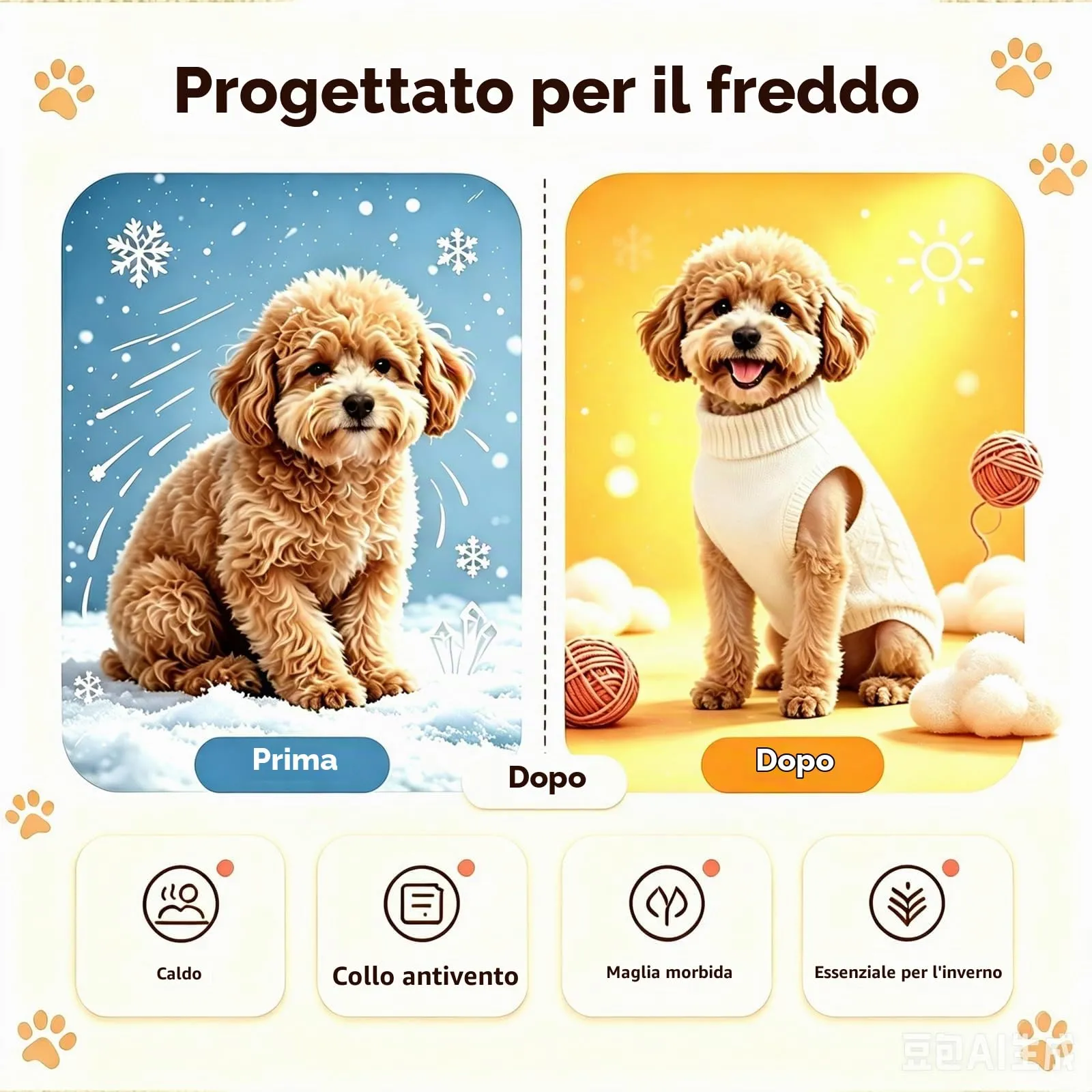 Beyinkoy Maglione a maglia per cani, Bianco, Taglia M - immagine 7
