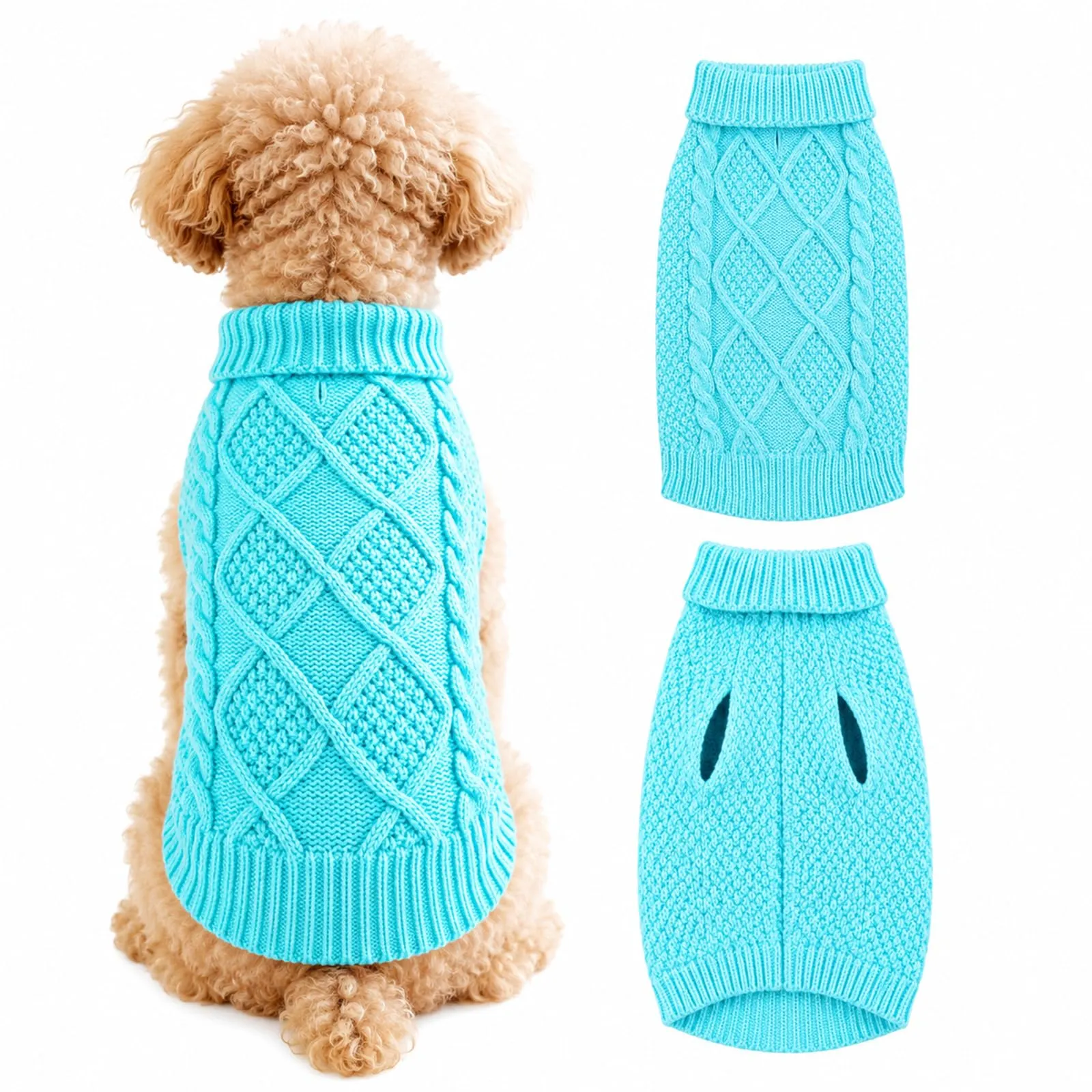 Beyinkoy Maglione a Maglia per Cani, Blu, Taglia L - immagine 1