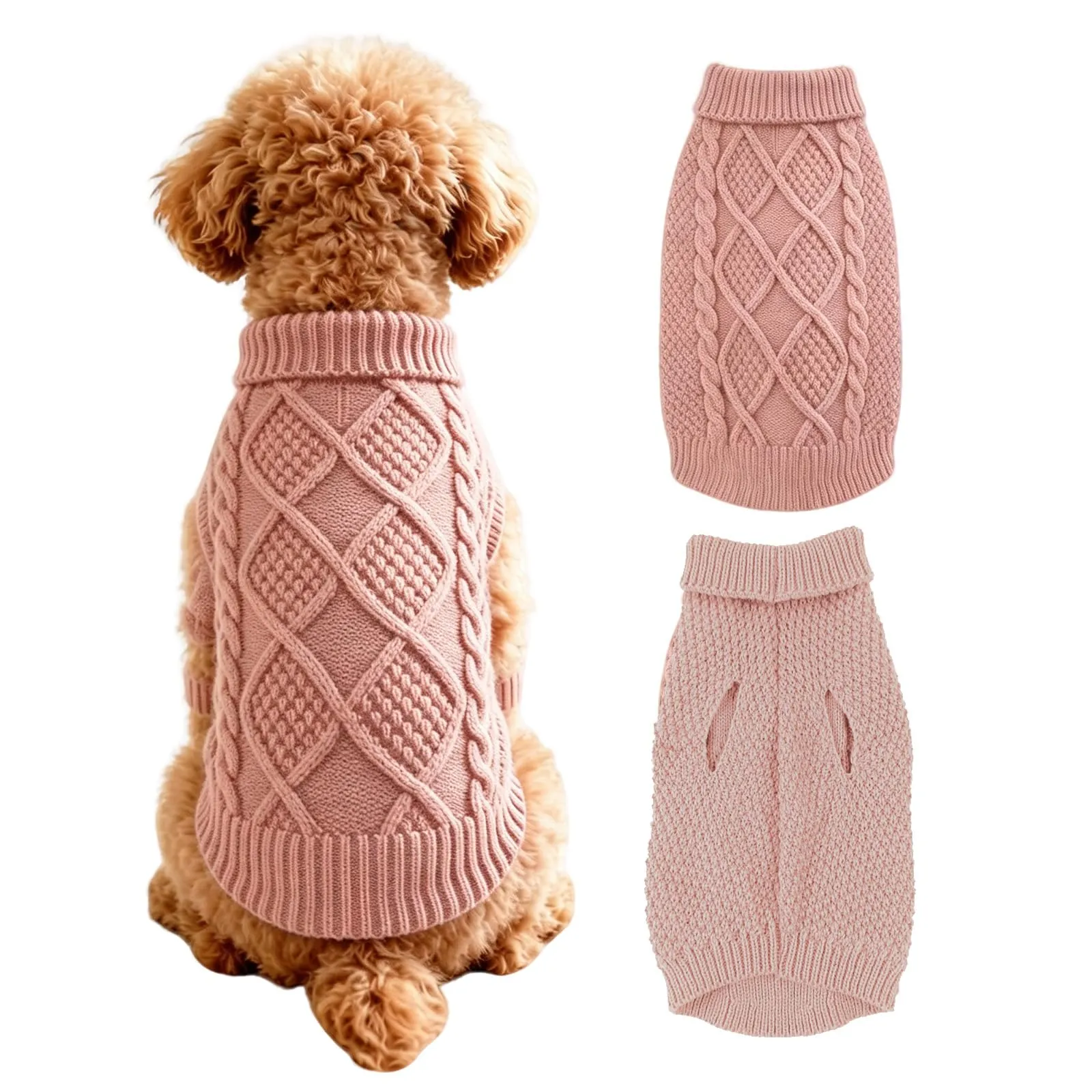 Beyinkoy Maglione lavorato a maglia per cani, Rosa, Taglia M - immagine 1