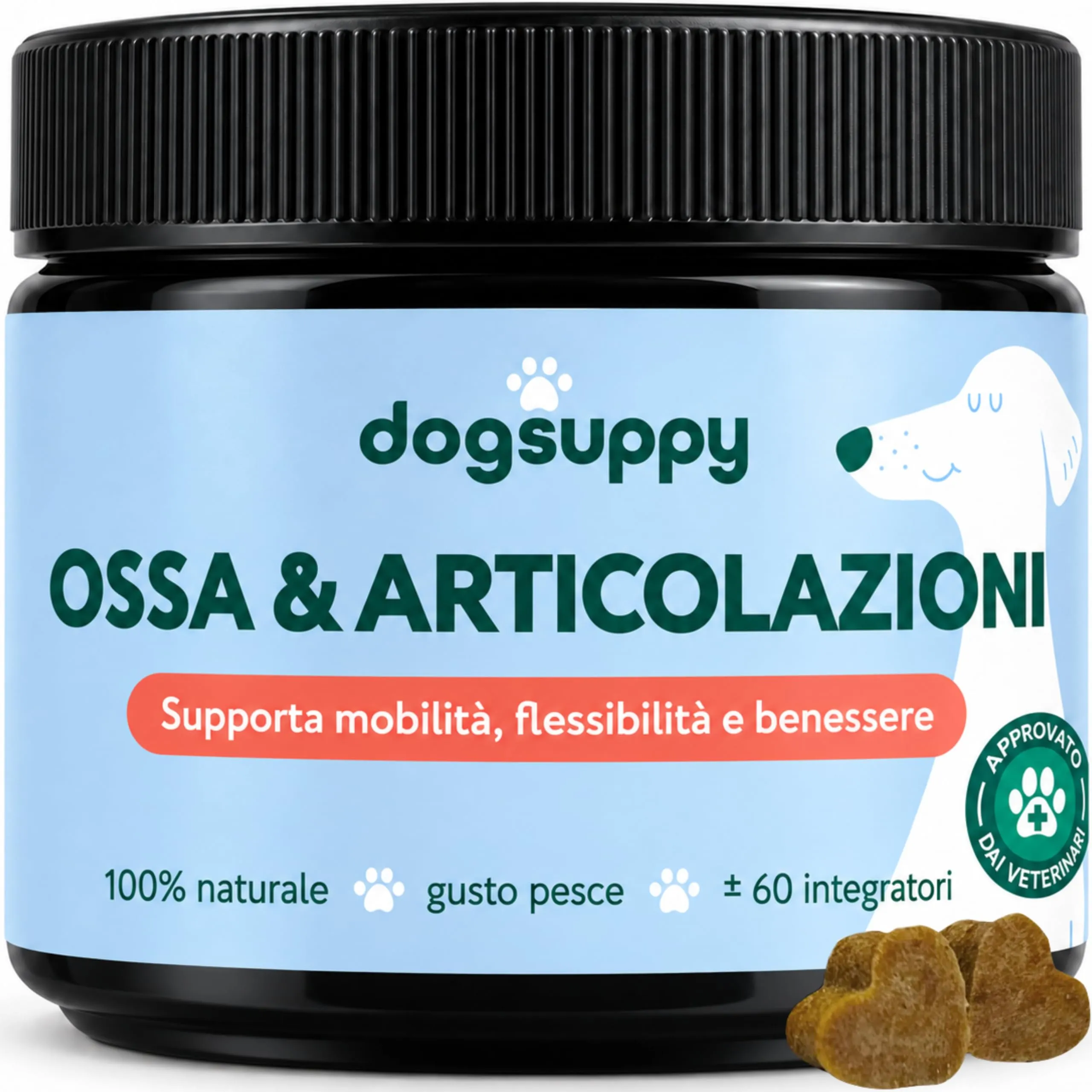 DogSuppy Ossa & Articolazioni con Glucosamina, Collagene, Cozza Verde e MSM per Cani, 60 Unità - immagine 1