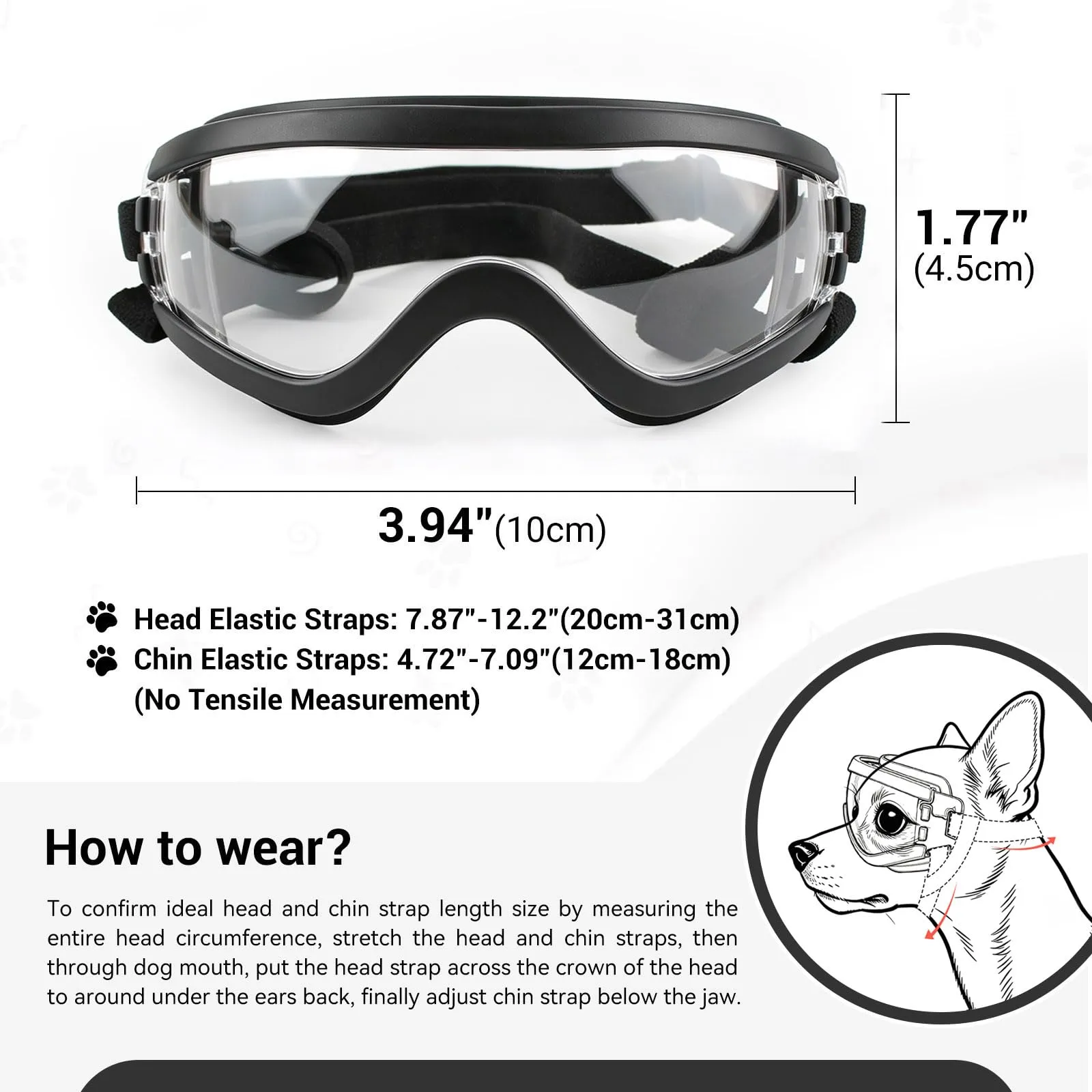 NAMSAN Occhiali da sole per cani di piccola taglia, regolabili, impermeabili, protezione UV, trasparenti - immagine 5