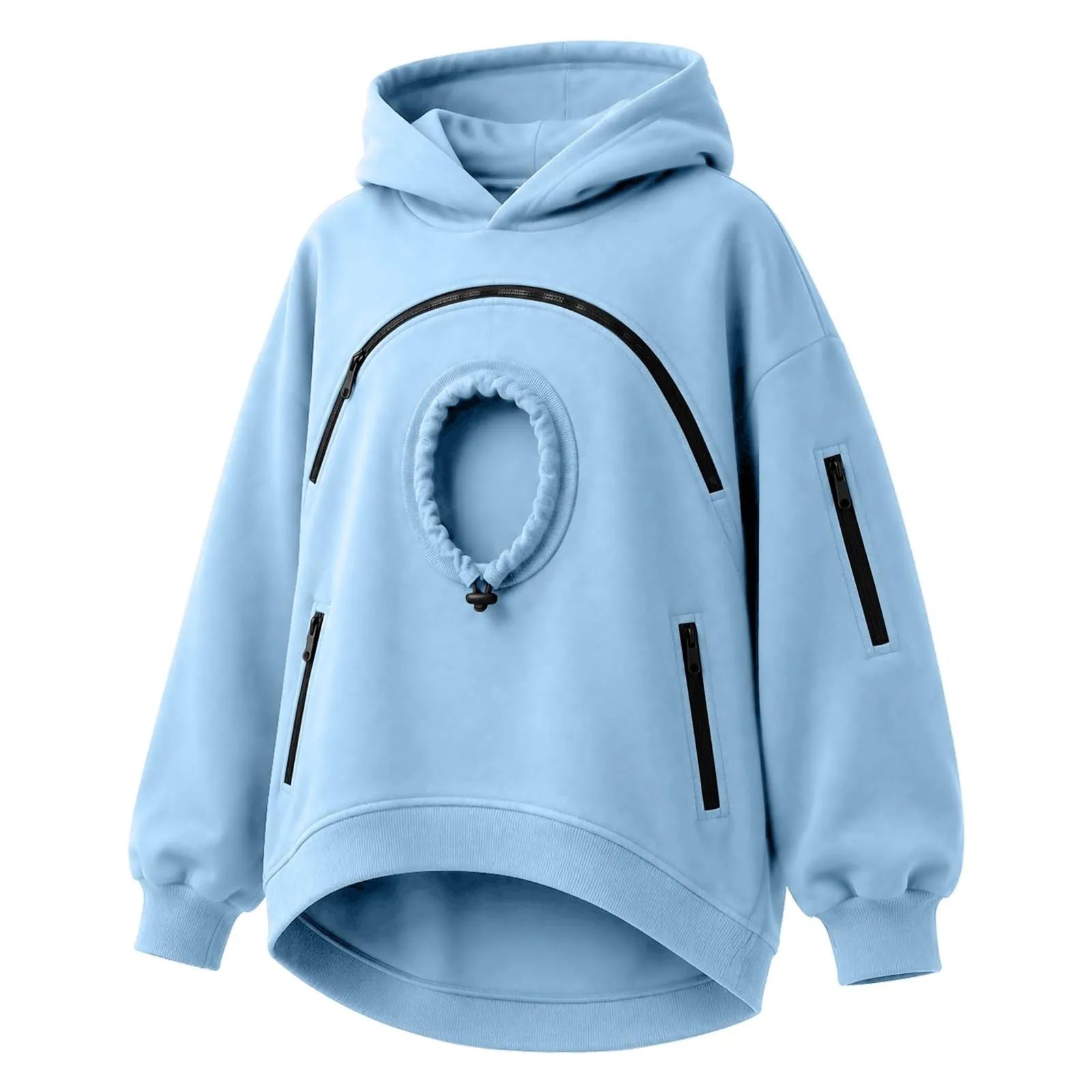 duaicnvow Felpa Donna con Cappuccio e Tasca per Gatto e Cani, Blu Cielo, S - immagine 4
