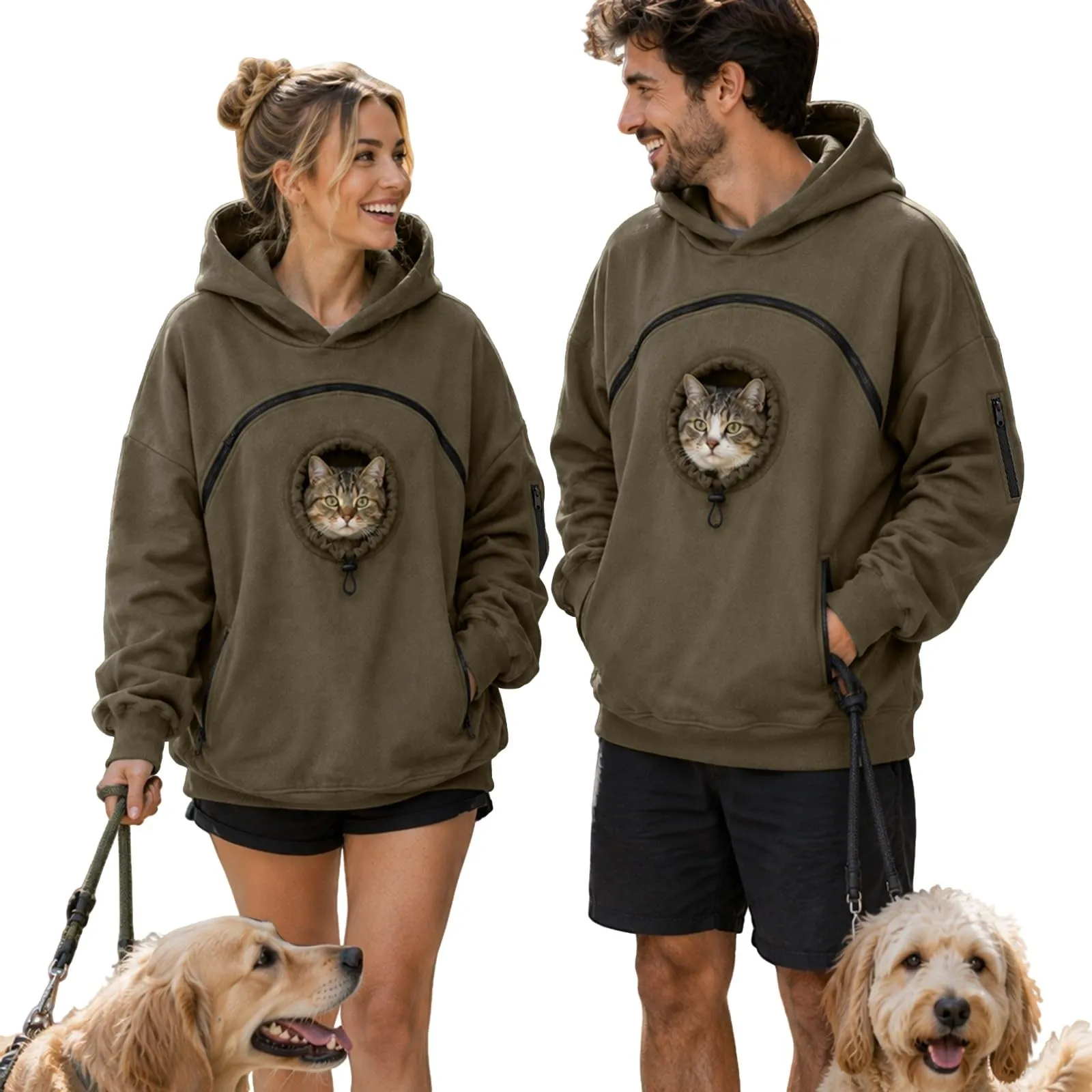 duaicnvow Felpa Donna con Cappuccio e Tasca per Gatto e Cane - immagine 3