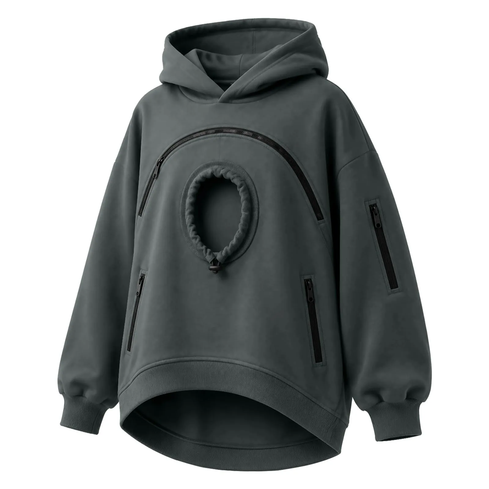 duaicnvow Felpa Donna con Cappuccio e Tasca per Gatto e Cane, Grigio Scuro, L - immagine 5