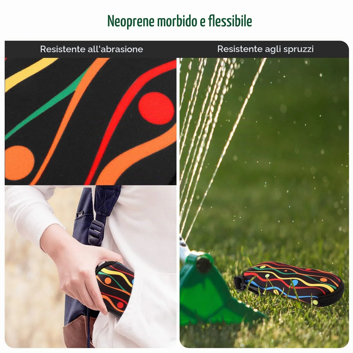 MoKo Astuccio per Occhiali in Neoprene con Clip da Cintura - Nero - immagine 2