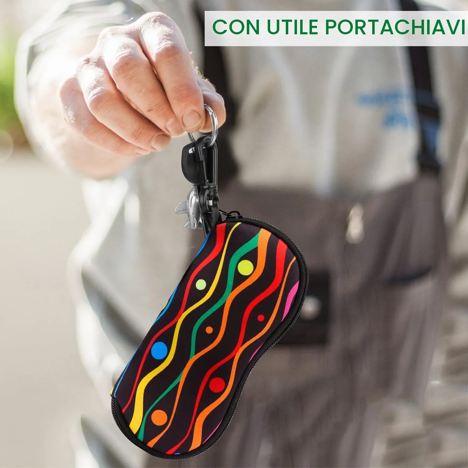 MoKo Astuccio per Occhiali in Neoprene con Clip da Cintura - Nero - immagine 4