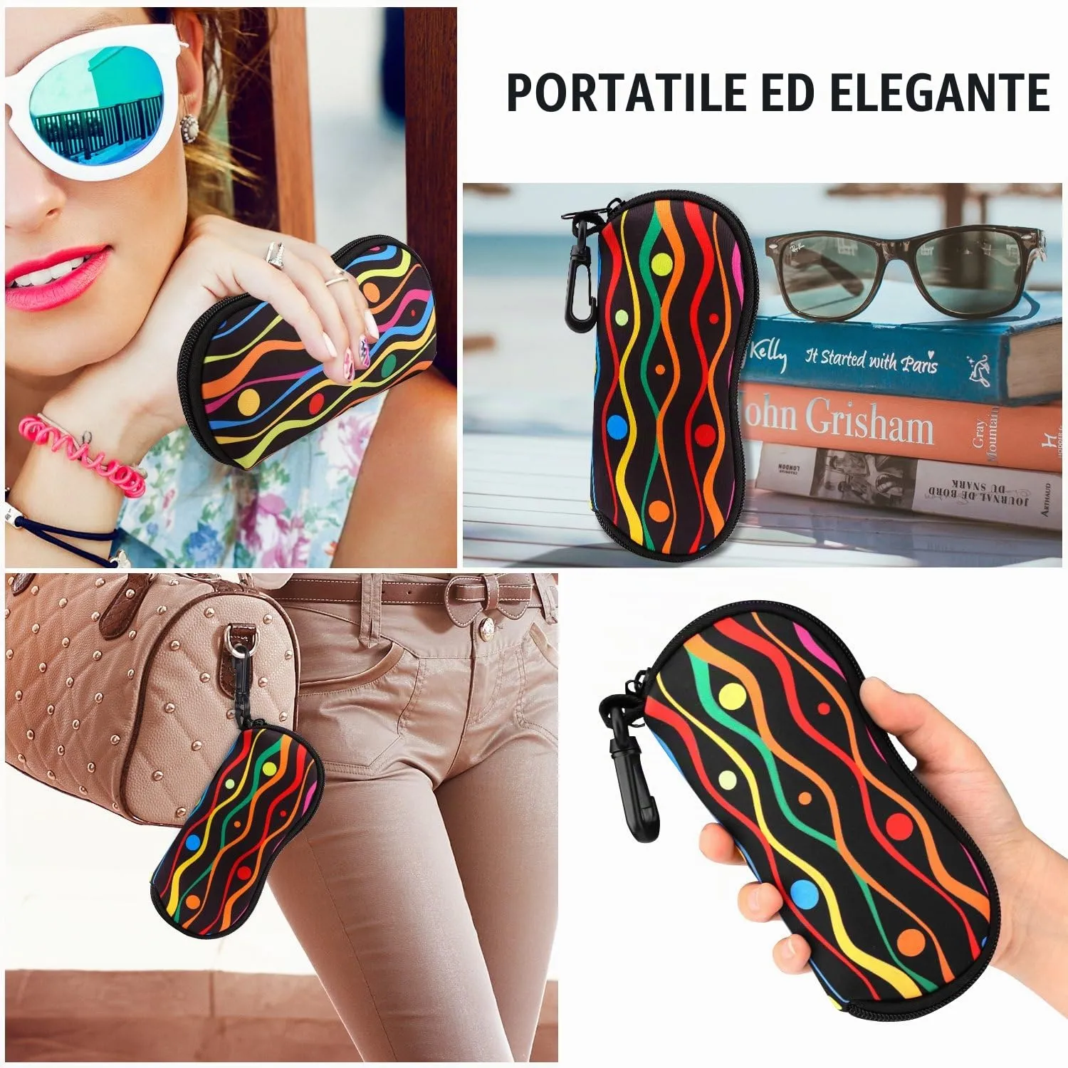 MoKo Astuccio per Occhiali in Neoprene con Clip da Cintura - Nero - immagine 6