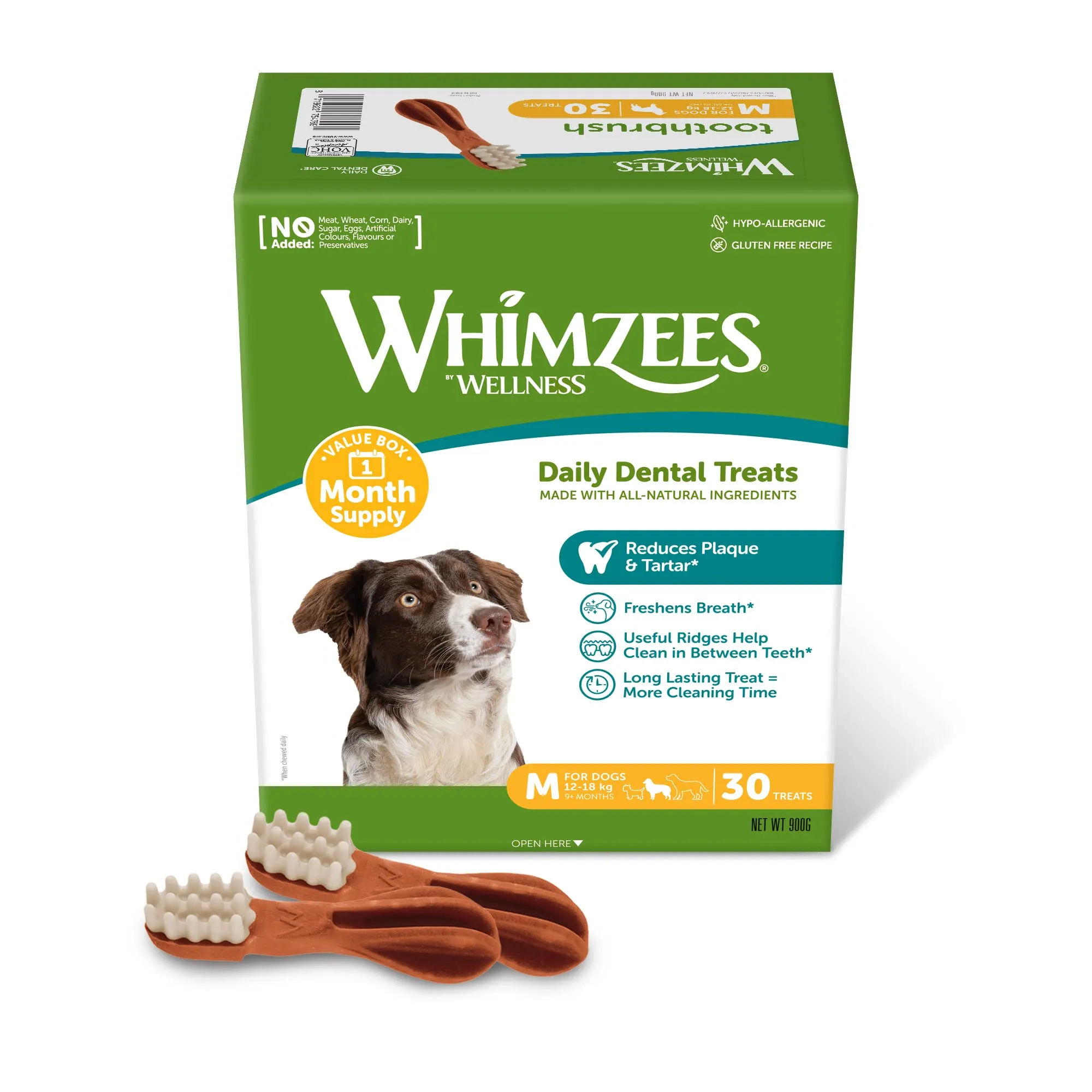 Whimzees Spazzolini da denti, Taglia M, 30 Pezzi - immagine 1