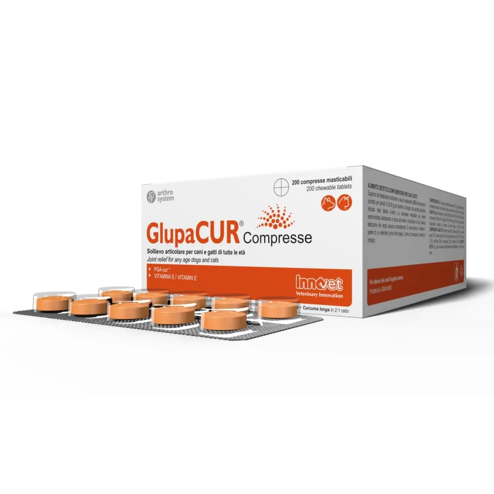 Innovet Glupacur Sollievo Articolare per Cani e Gatti con PGA, Estratto di Curcuma Longa e Vitamina E, 200 Compresse - immagine 1