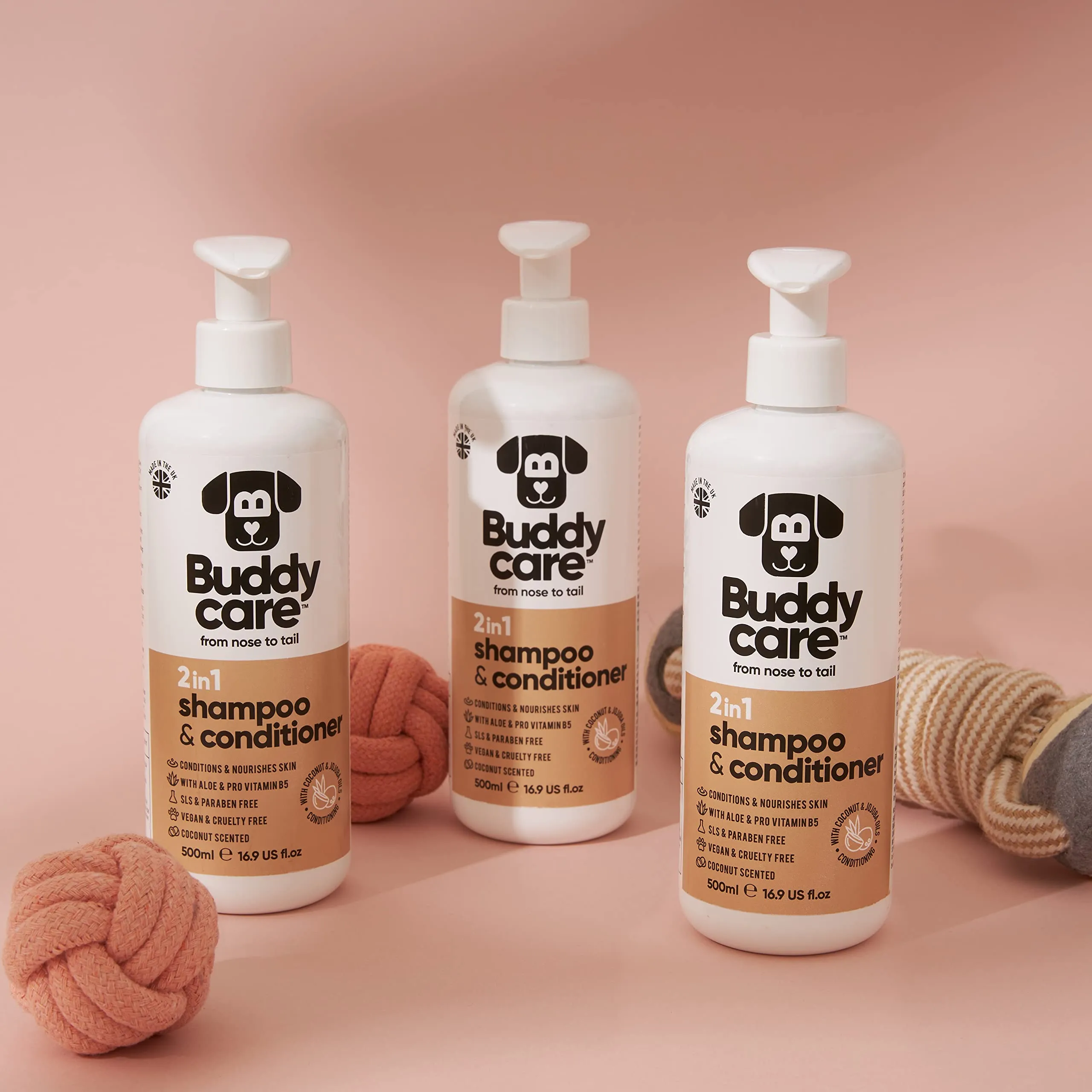 Buddycare Shampoo e Balsamo 2 in 1 per Cani al Cocco con Aloe Vera e Pro Vitamina B5, 500 ml - immagine 7