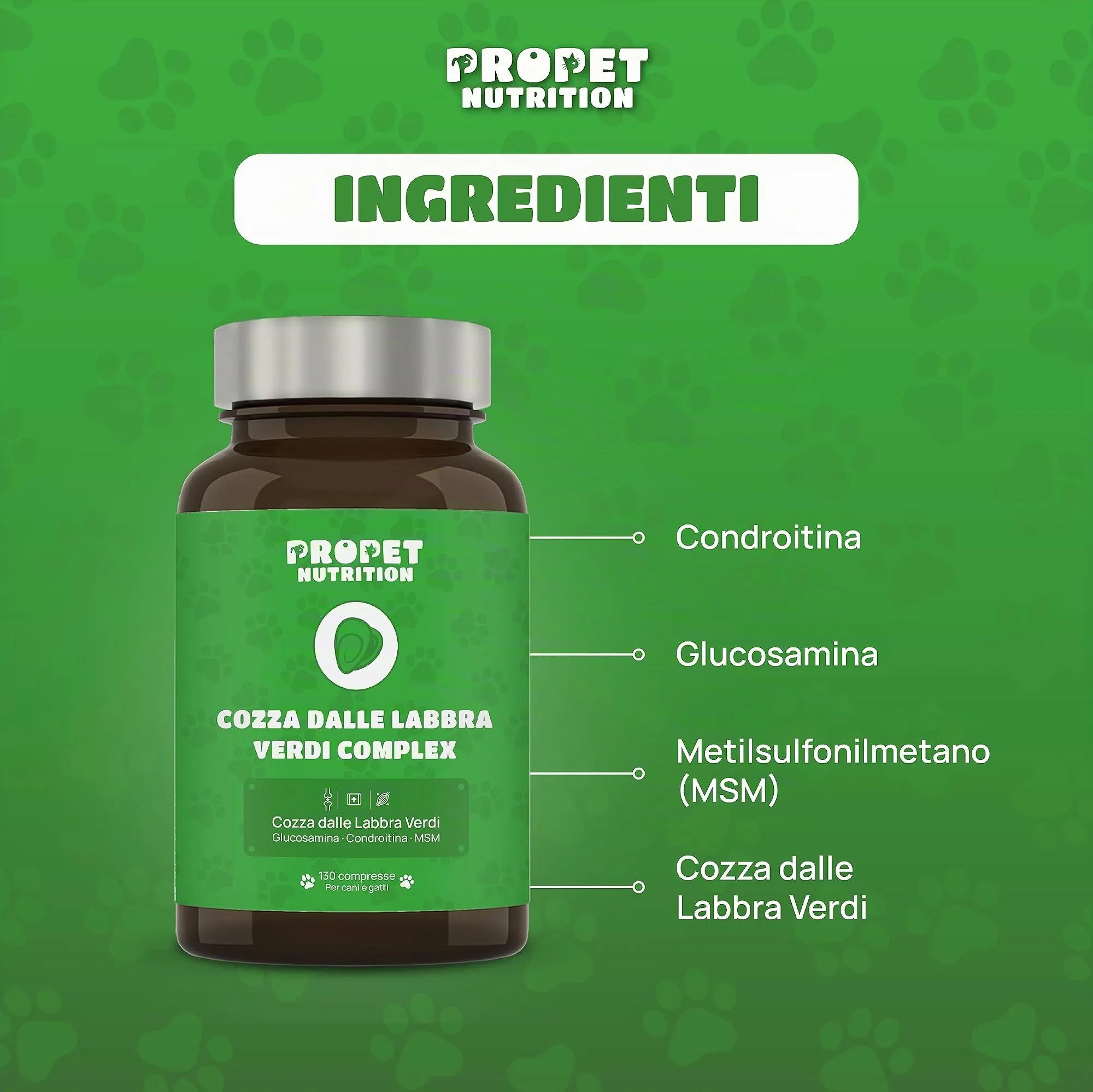 Propet Nutrition Integratore Articolazioni per Cani e Gatti con Cozza dalle Labbra Verdi, Glucosamina, Condroitina e MSM, 130 Compresse - immagine 3