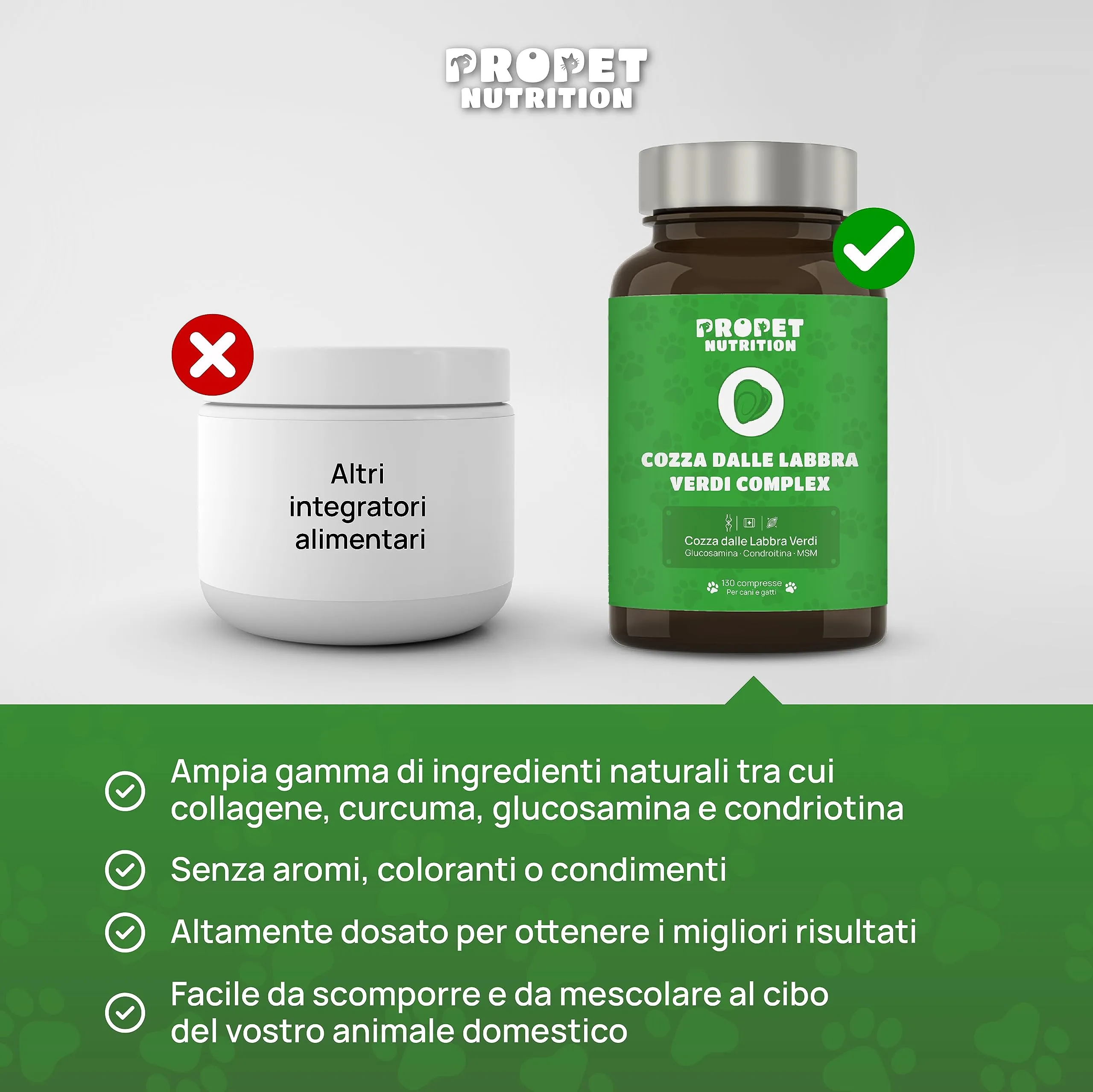 Propet Nutrition Integratore Articolazioni per Cani e Gatti con Cozza dalle Labbra Verdi, Glucosamina, Condroitina e MSM, 130 Compresse - immagine 5