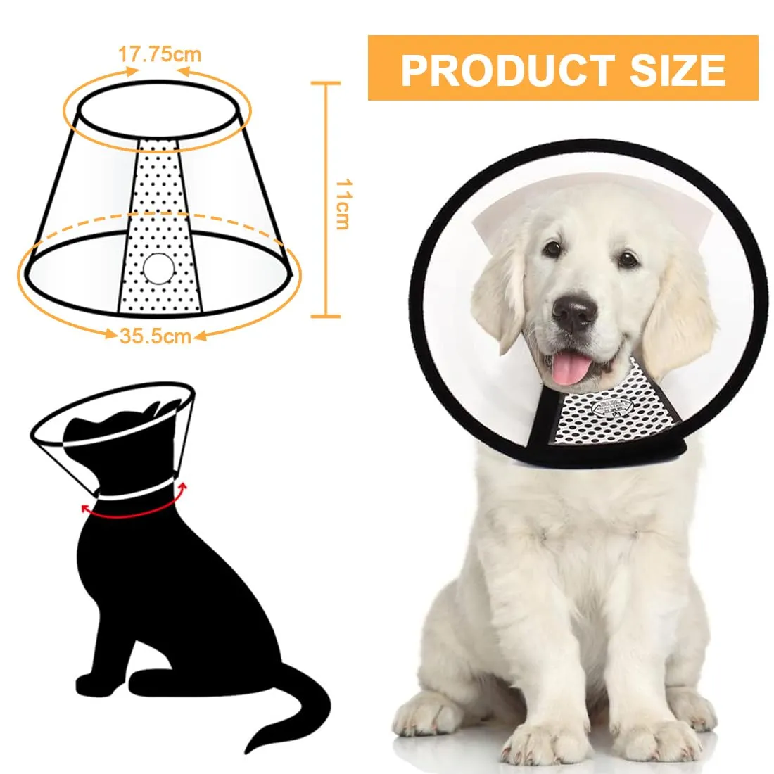 AFCJLTO Collare Elisabettiano Regolabile per Gatti, Mesh Traspirante, Taglia M (15-18 cm) - immagine 6