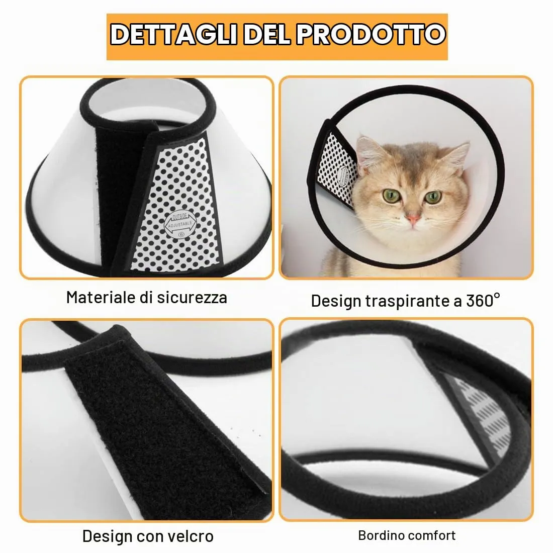 AFCJLTO Collare Elisabettiano Regolabile per Gattini 1-2 Mesi, Anti Morso e Leccata - immagine 2