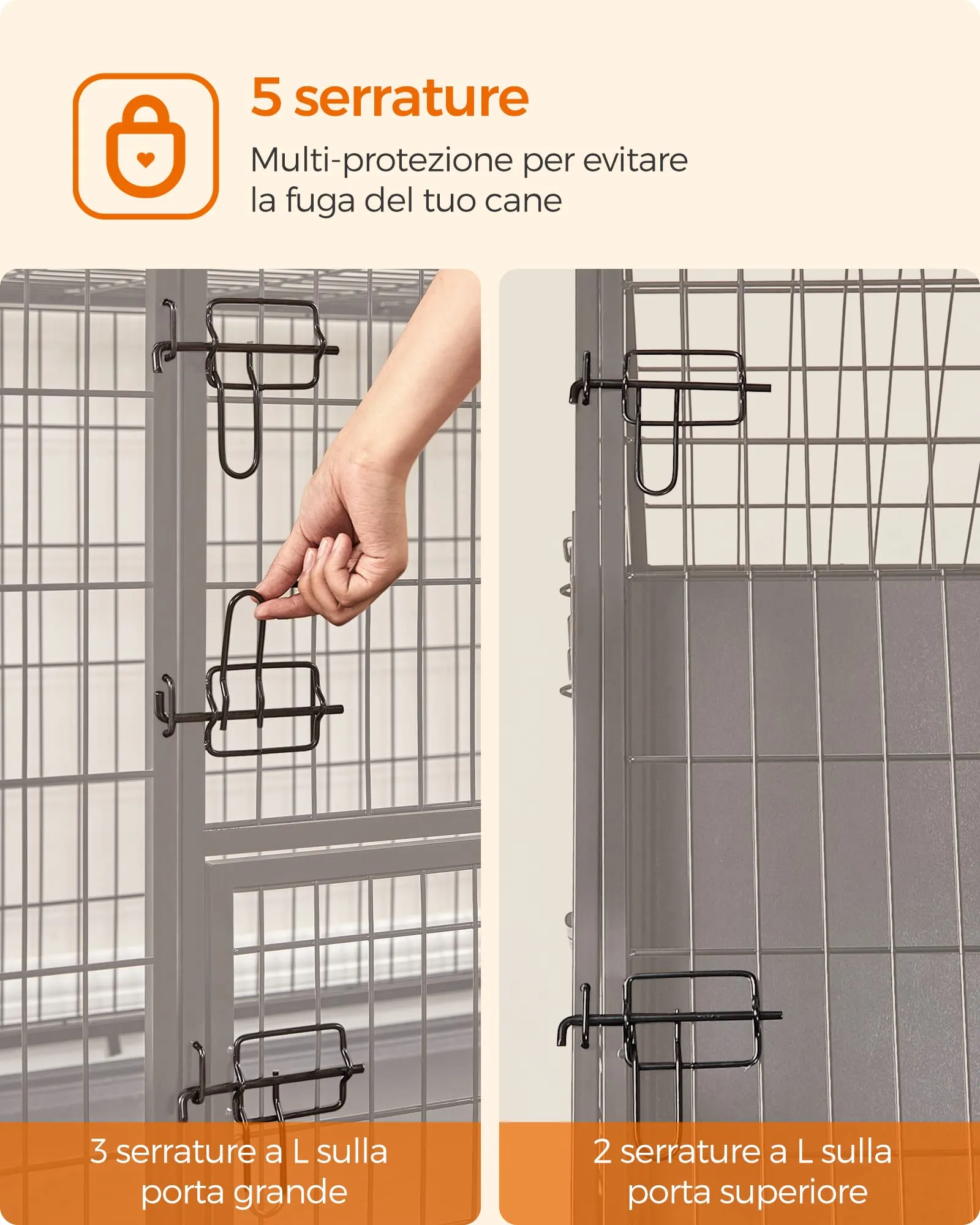 Feandrea Gabbia per Cani XXL, 122 x 75,5 x 80,5 cm, Doppia Porta Rimovibile, Nero PPD003B01 - immagine 9