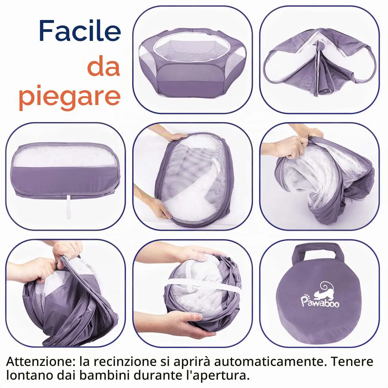 Pawaboo Recinto per piccoli animali con zip, Viola - immagine 2
